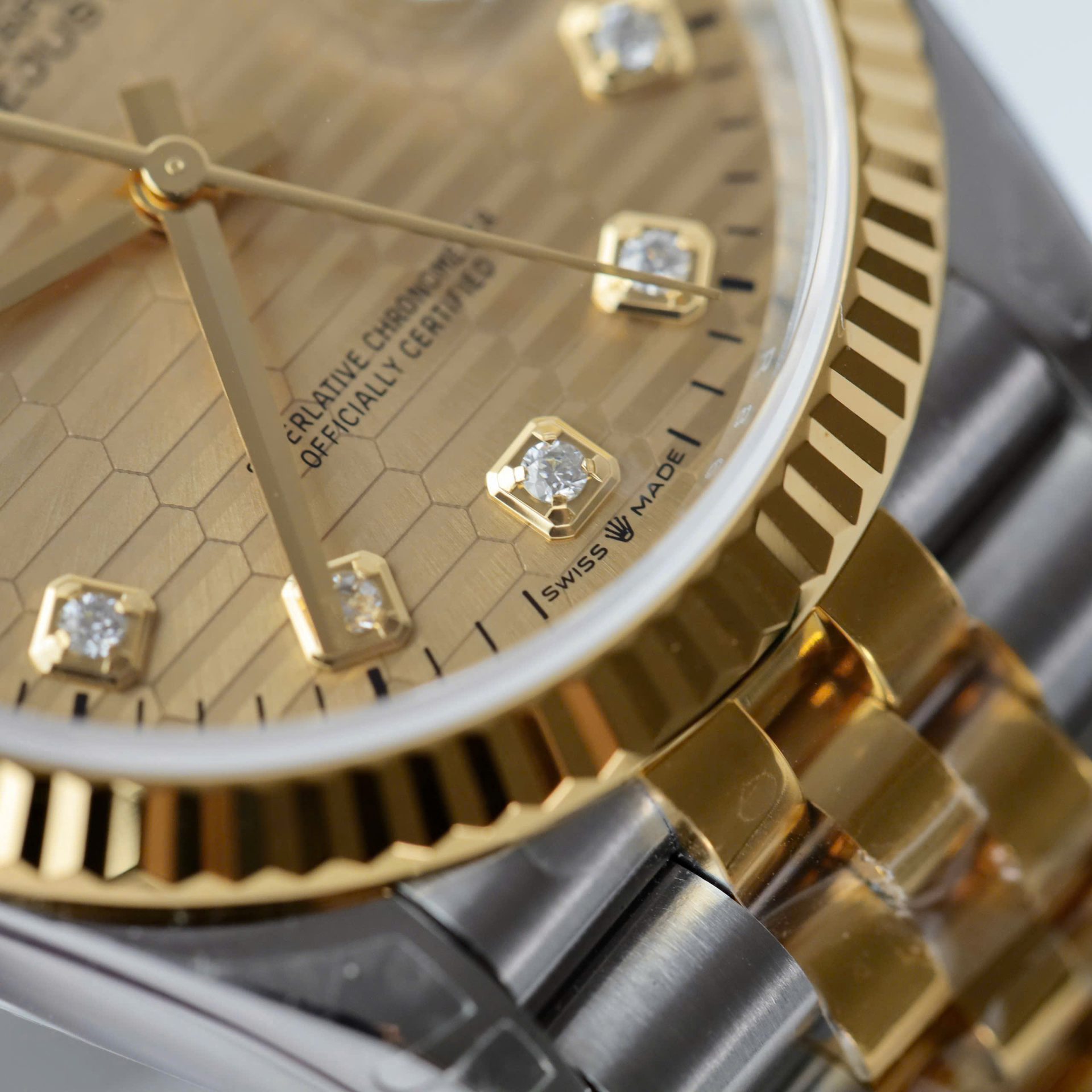 Rolex Datejust 126231 SS/YG Plated Champagne Motif Dial CZ Diamonds 36mm Jub Super Clone