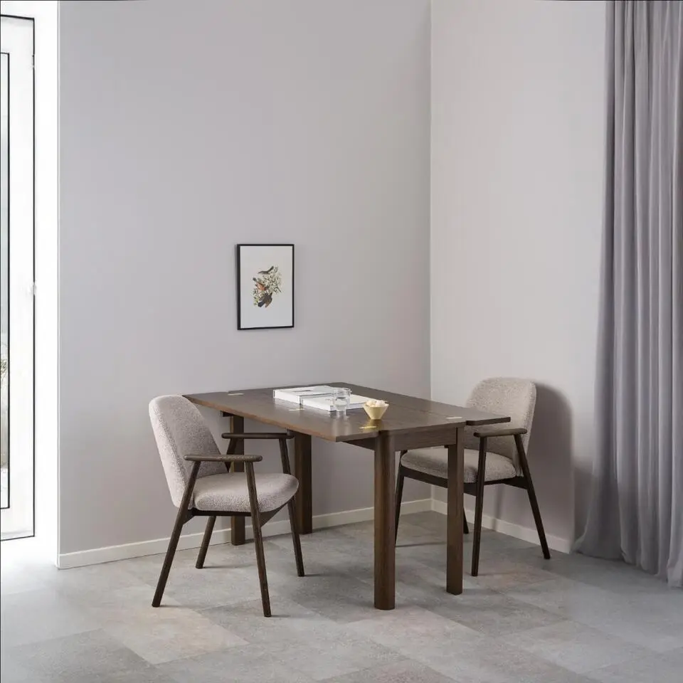 Eetkamerstoel - Beige - Stof - Zithoogte 49cm - Leonie - Set van 2