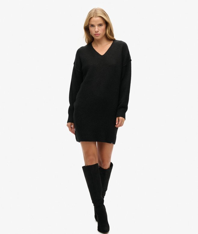 V Neck Knit Jumper Dress