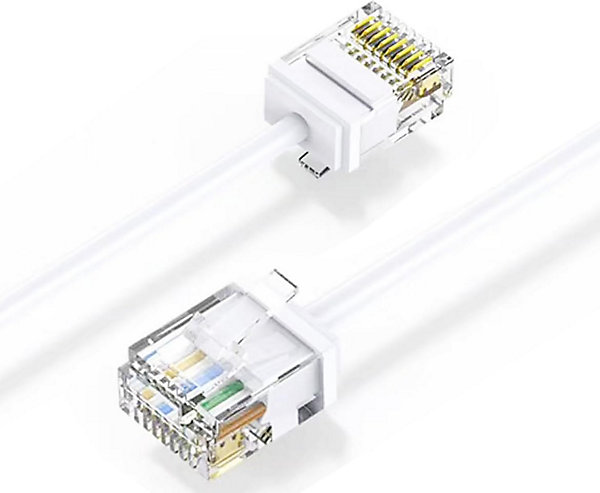 Elfcam - Câble RJ45 Cat 6 Slim 30m (Blanc) - 32AWG Ultra Fin, Réseau LAN/WAN, Haut Débit, Idéal PC, Box, Routeur