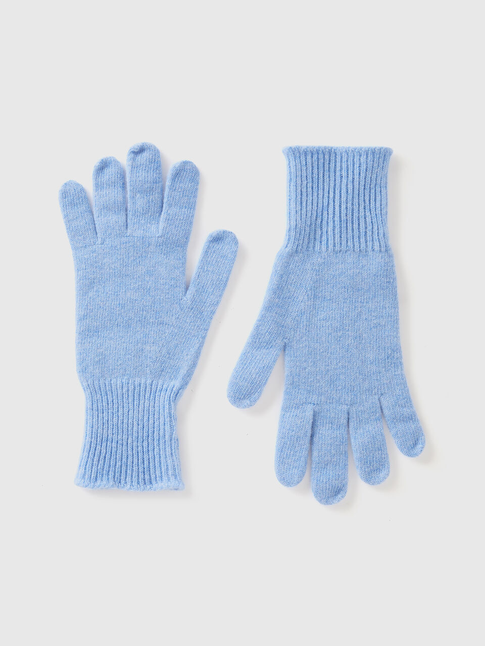 Light blue marl gloves in pure Merino wool