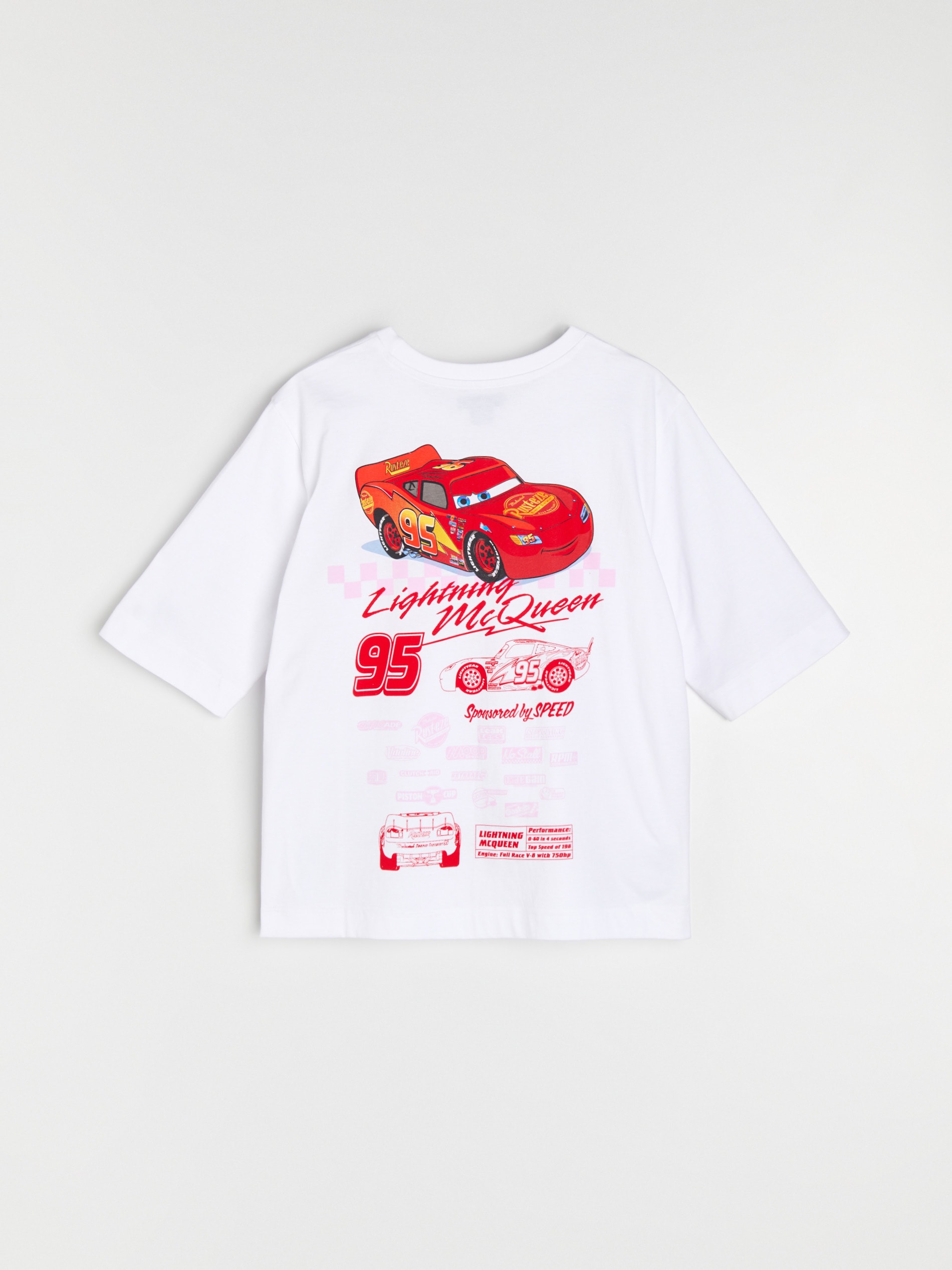 Bawełniana koszulka z nadrukiem na plecach Lightning McQueen