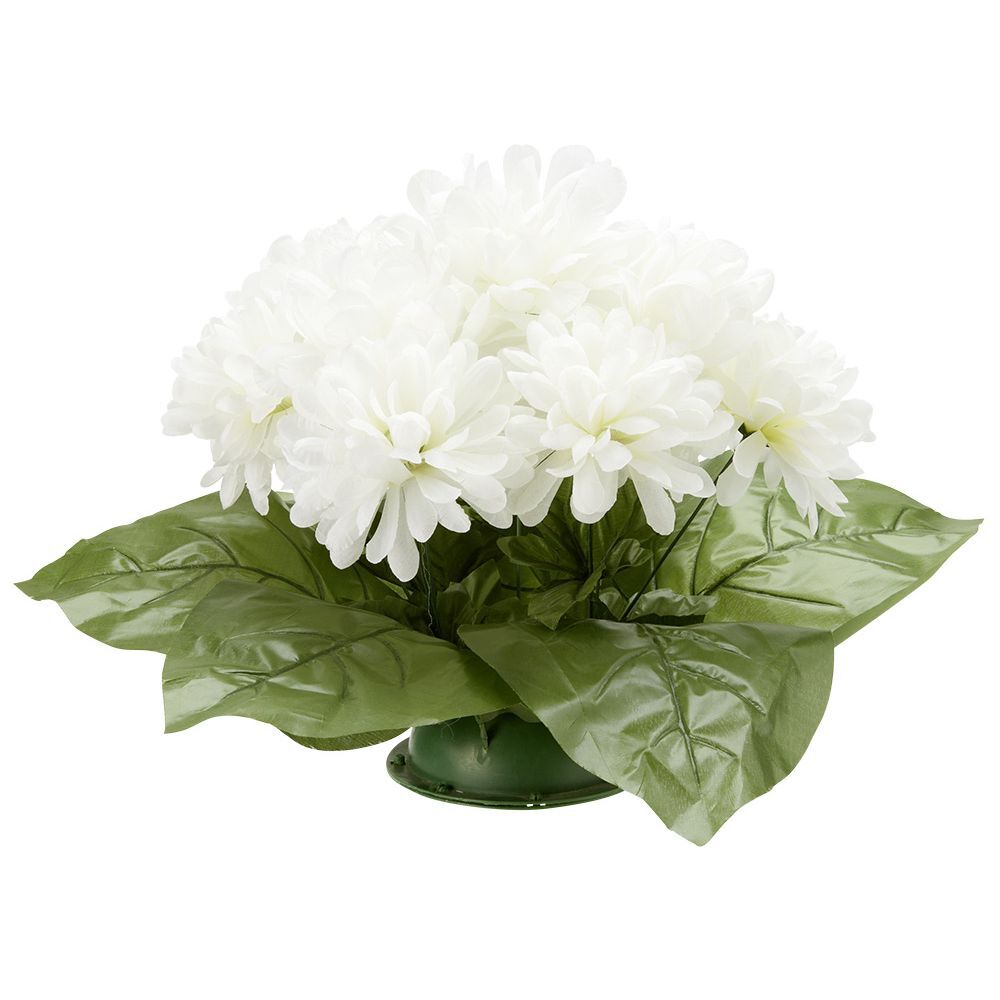 Coussin chrysanthème artificiel 15 têtes blanc