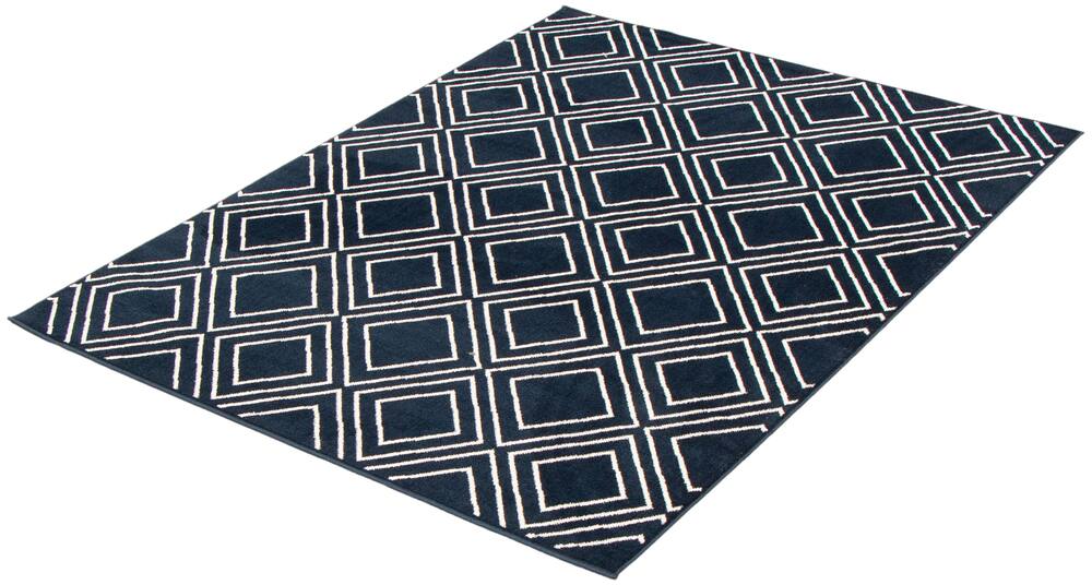 ECARPET Macy Geod Indoor Geometric Area Rug, Navy/White, Assorted Sizes