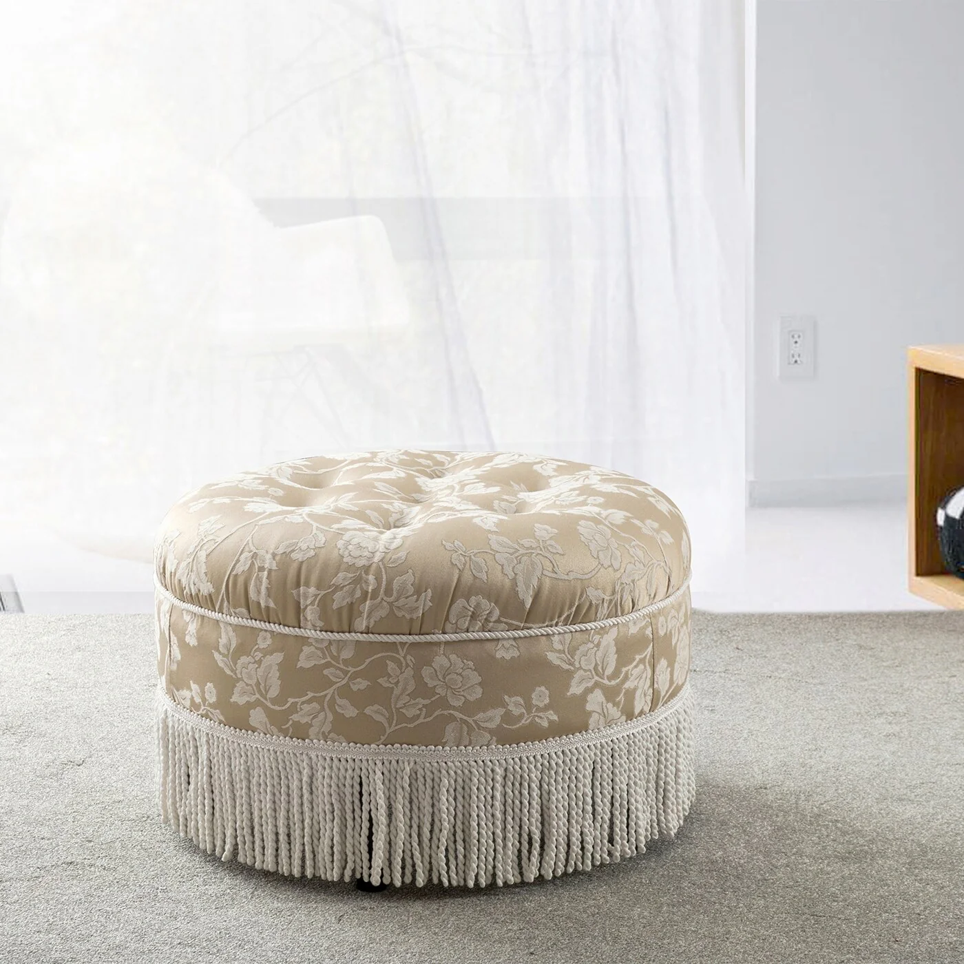 24 Round Upholstered Accent Ottoman