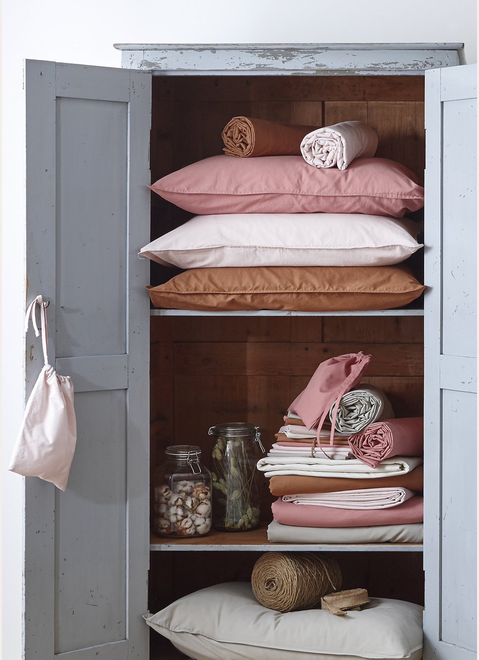 TAIE D'OREILLER UNIE EN COTON LAVÉ BIO ECRU