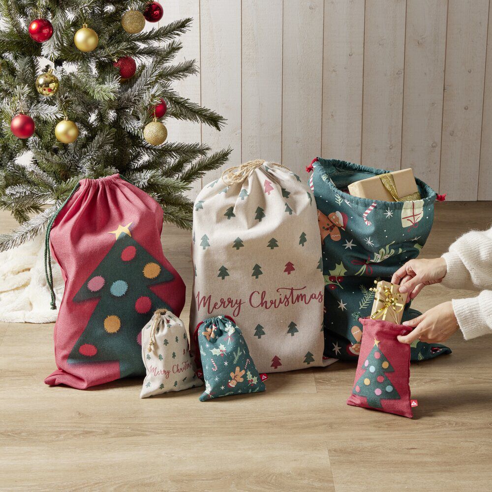 Sac cadeau tissu réutilisable 15x20cm (3 modèles)