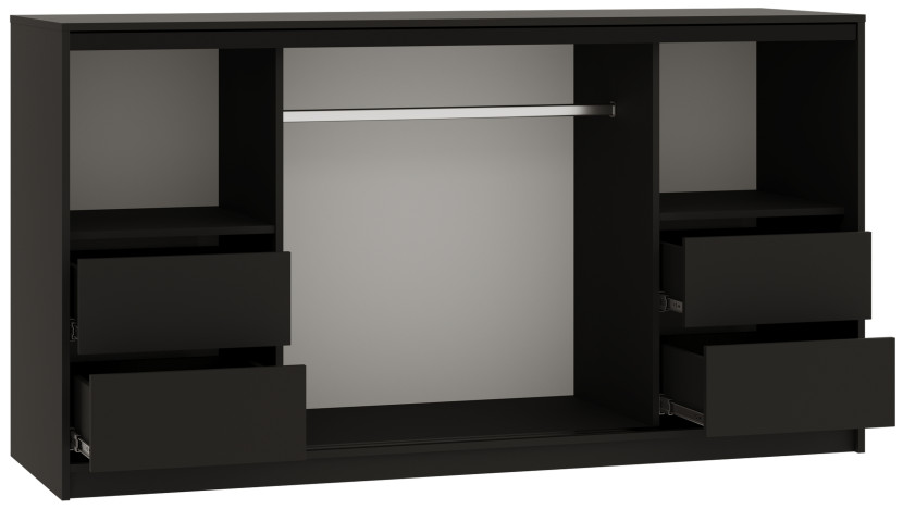 Komoda przesuwna z lamelami 180 cm LOFT czarny / dąb wotan