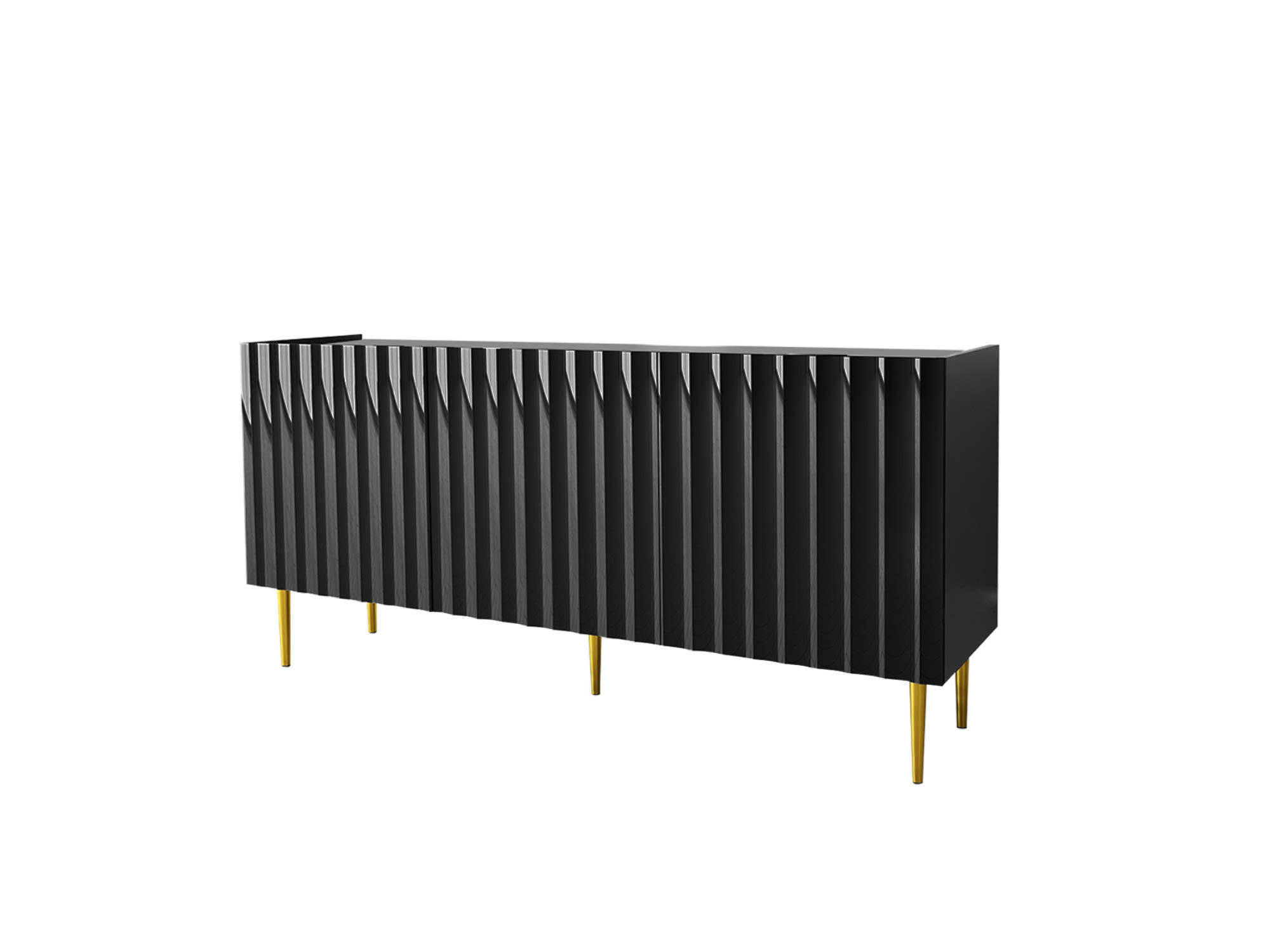 AMBRE - Buffet bas contemporain 160 cm noir / doré