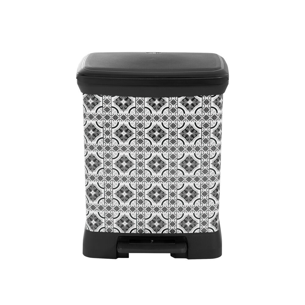 Poubelle à pédale motif carreaux de ciment 30L