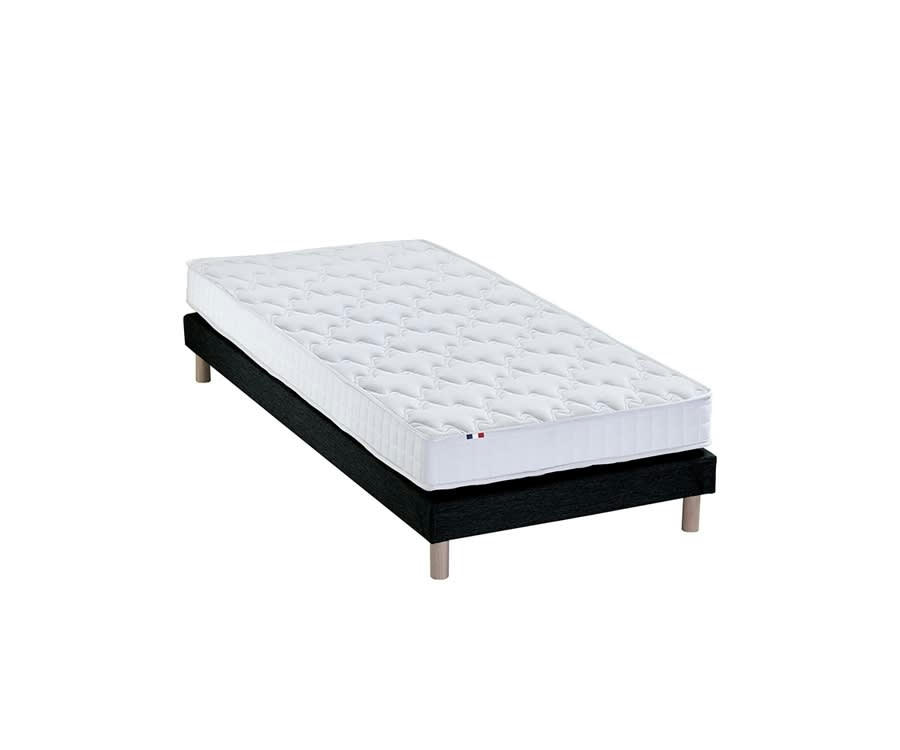 ENSEMBLE AZUR - Ensemble matelas mémoire de forme sommier noir 90x190