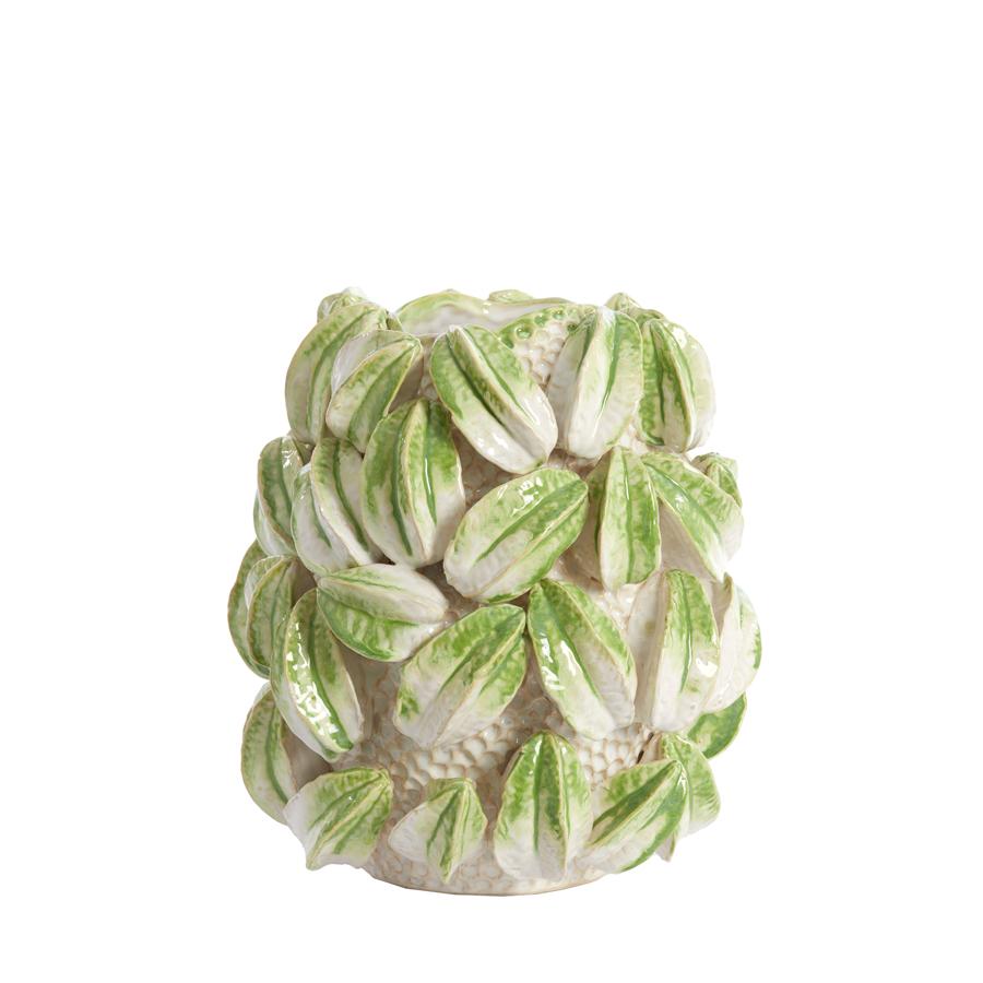 Light & Living - Carambola vaas keramiek 32x31,5x36,5 cm - crème groen
