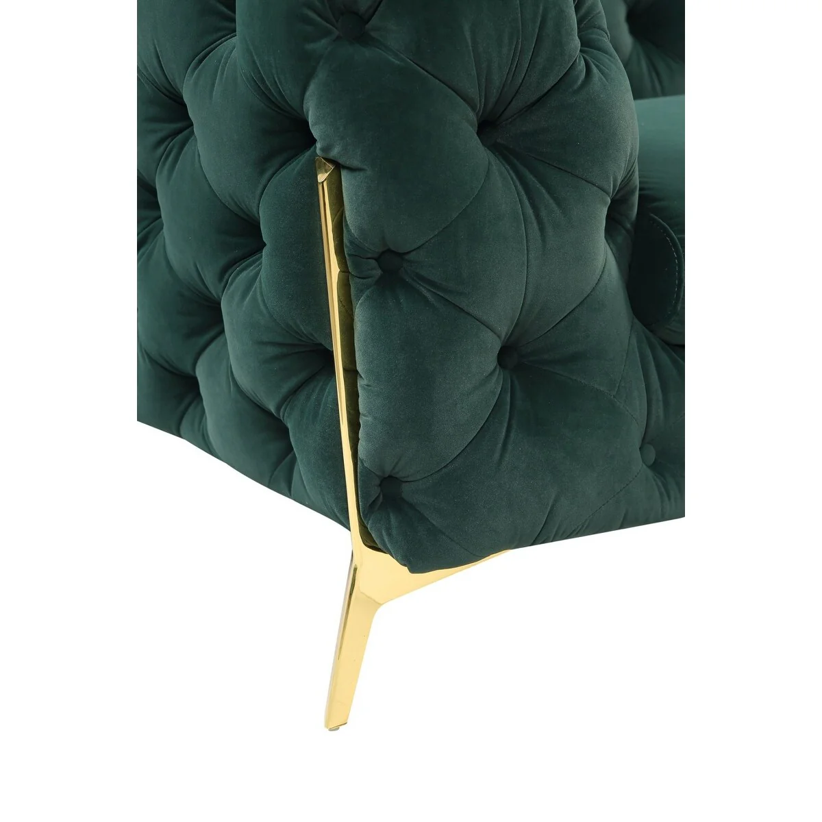 Glam 97 Green Velvet And Gold Accent Sofa