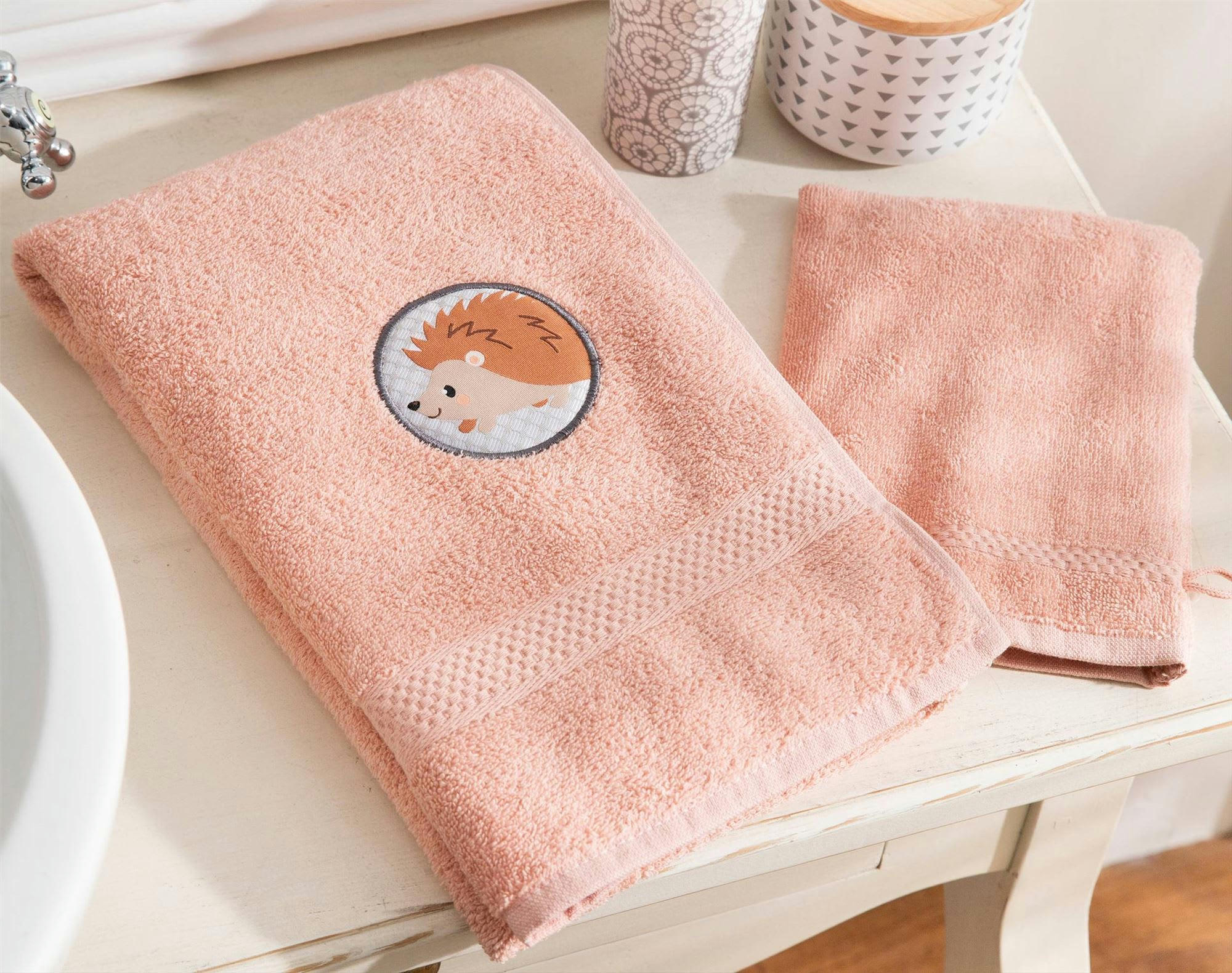 PETITES BETES - Drap de bain 70x130 rose en coton