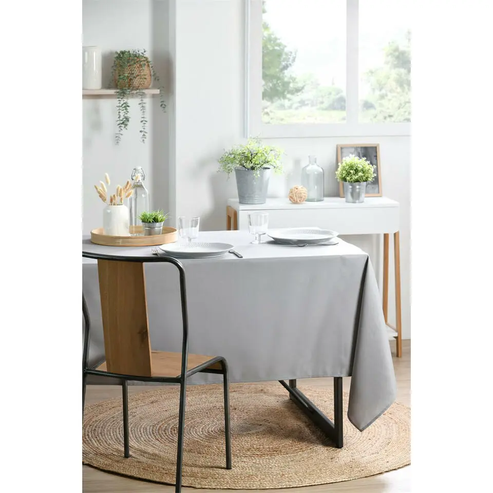Stof Textiles Tafelkleed - 145 x 200 cm - grijs - Tafellaken
