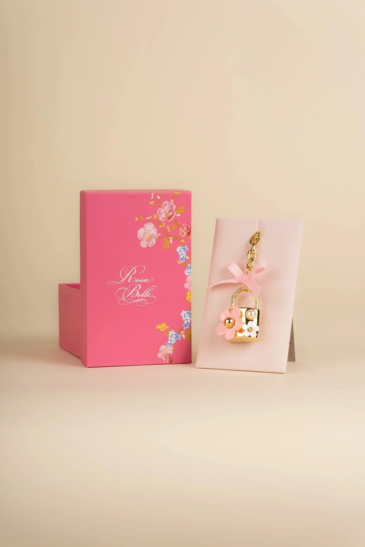 Pink Lock Shaped Keyring