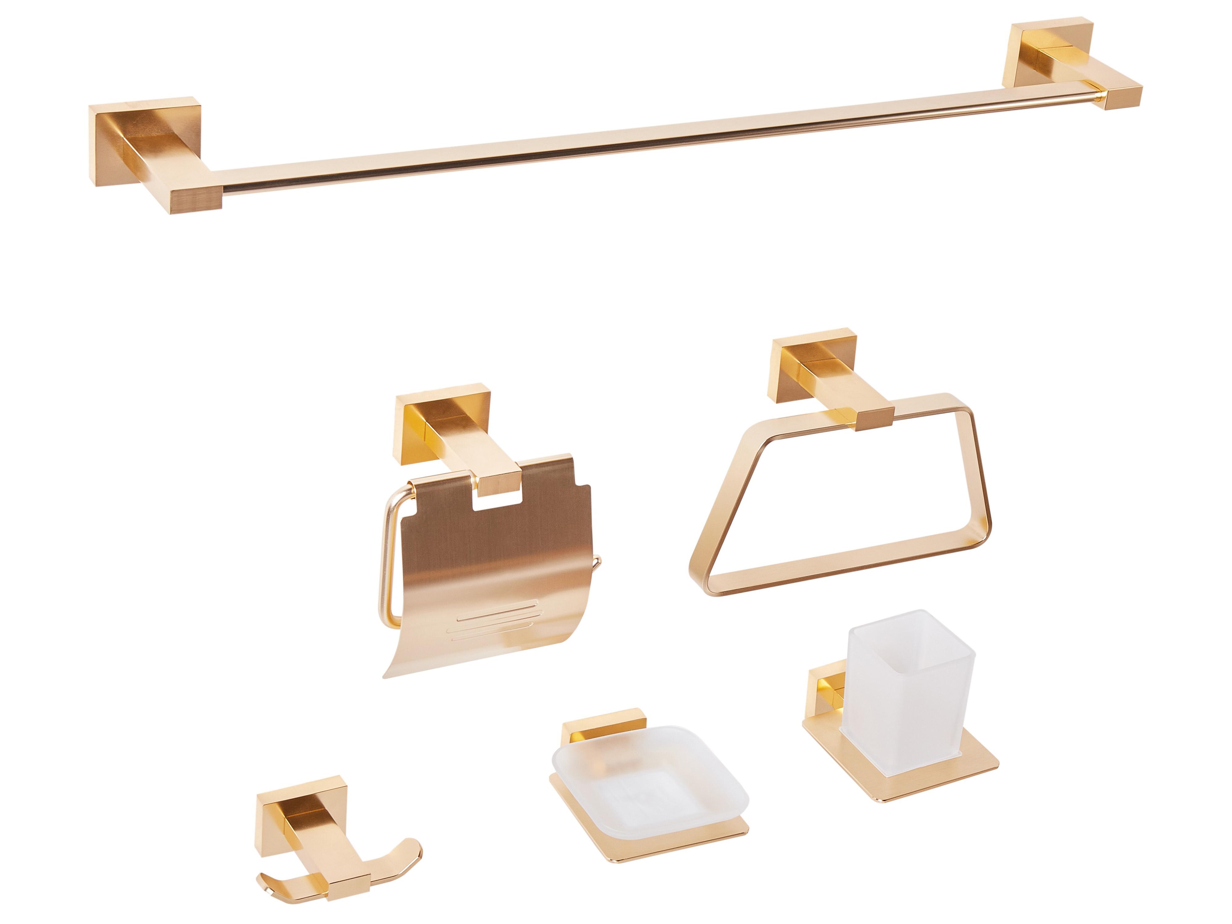 6-Piece Bathroom Hardware Set RIOHACHA with Towel Bars and Hooks Gold