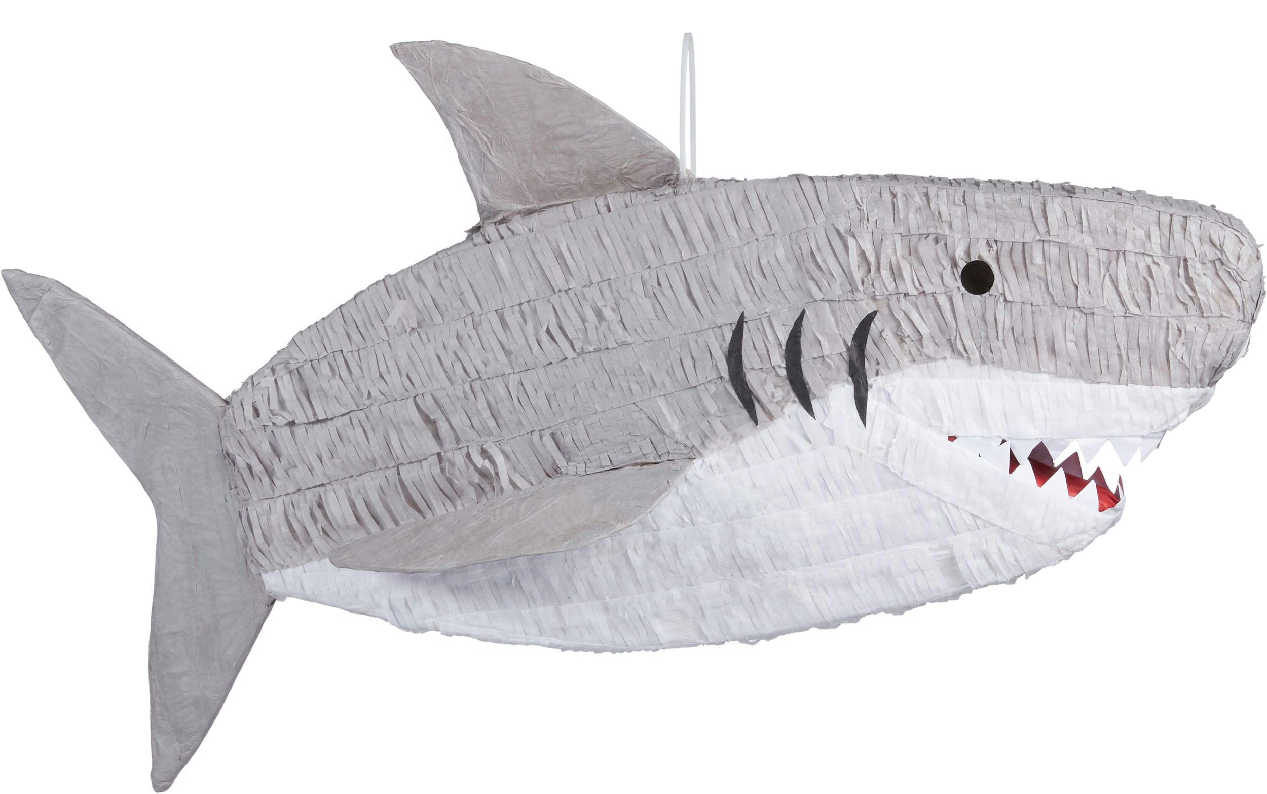 Shark Pinata Hanging Decoration, Grey, 29-in, Holds 2lb of Pinata Filler, for Birthday Parties
