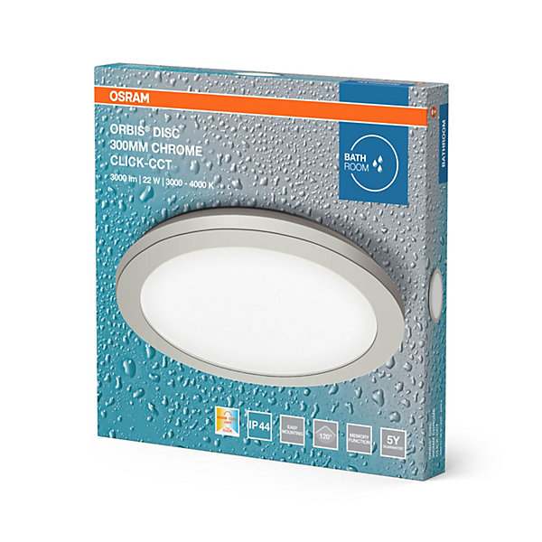 OSRAM Applique ORBIS Disc 30cm 22W Click CCT IP44 chrome