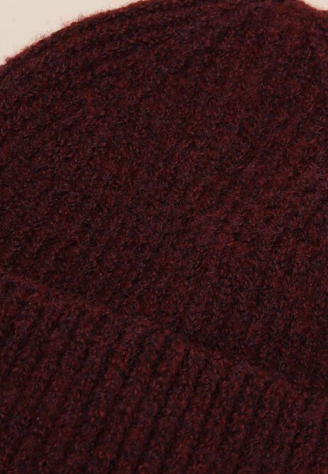 Womens Burgundy Ribbed Knit Beanie Hat
