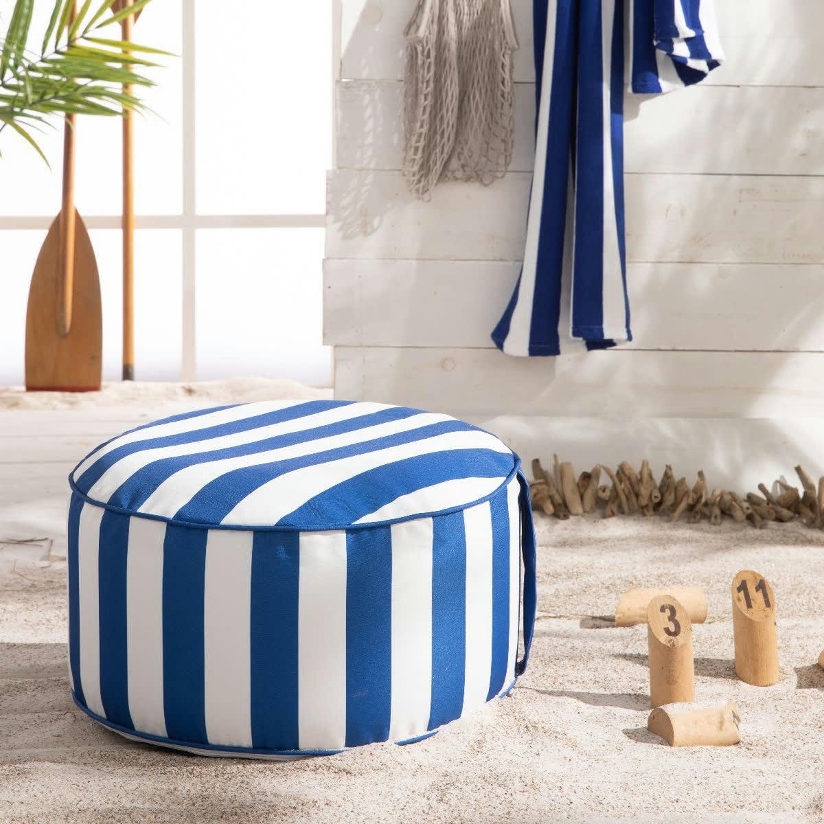 - Pouf gonflable en Polyester Bleu 50x25 cm