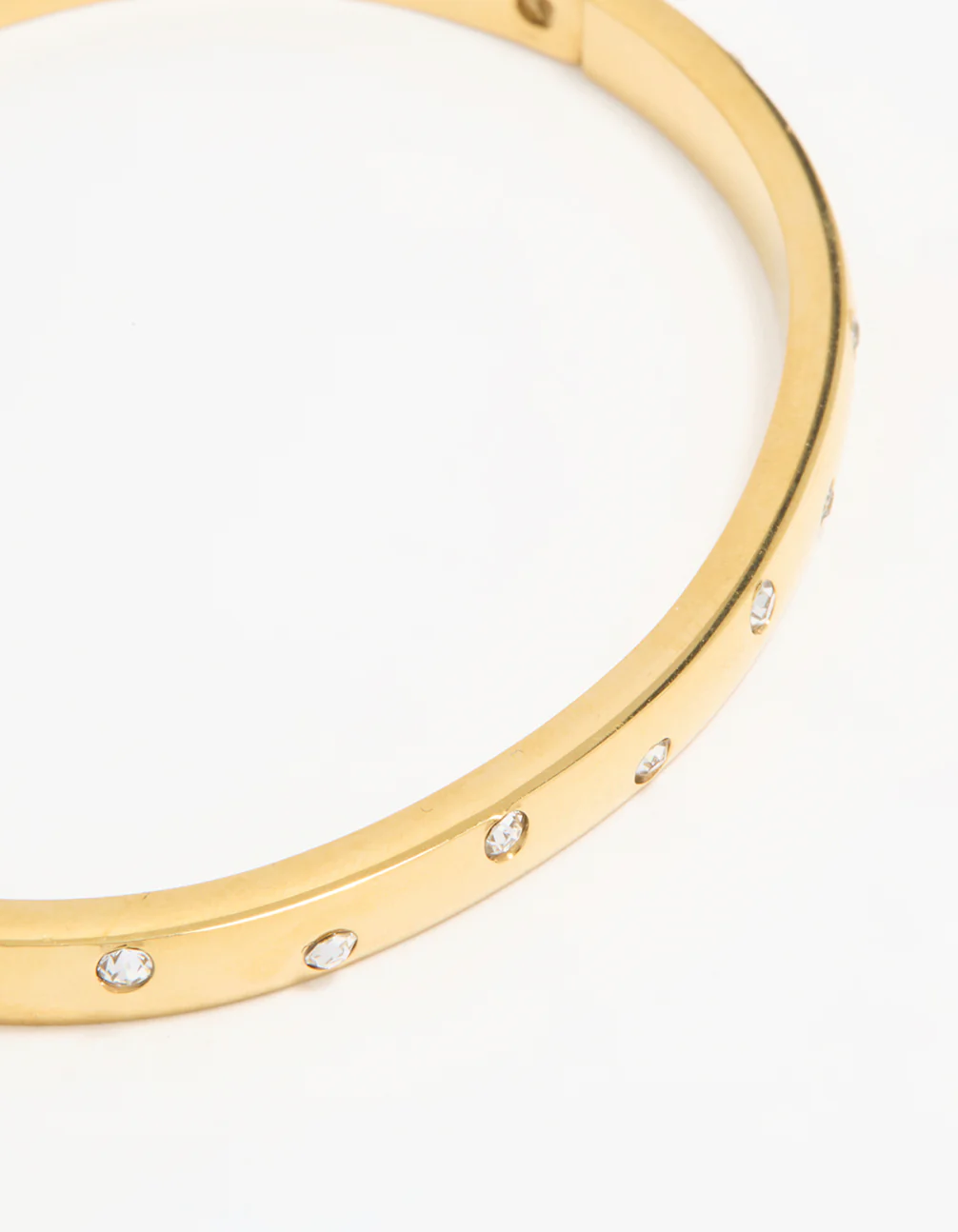 Waterproof Gold Plated Stainless Steel Diamante Smooth Hinged Bracelet