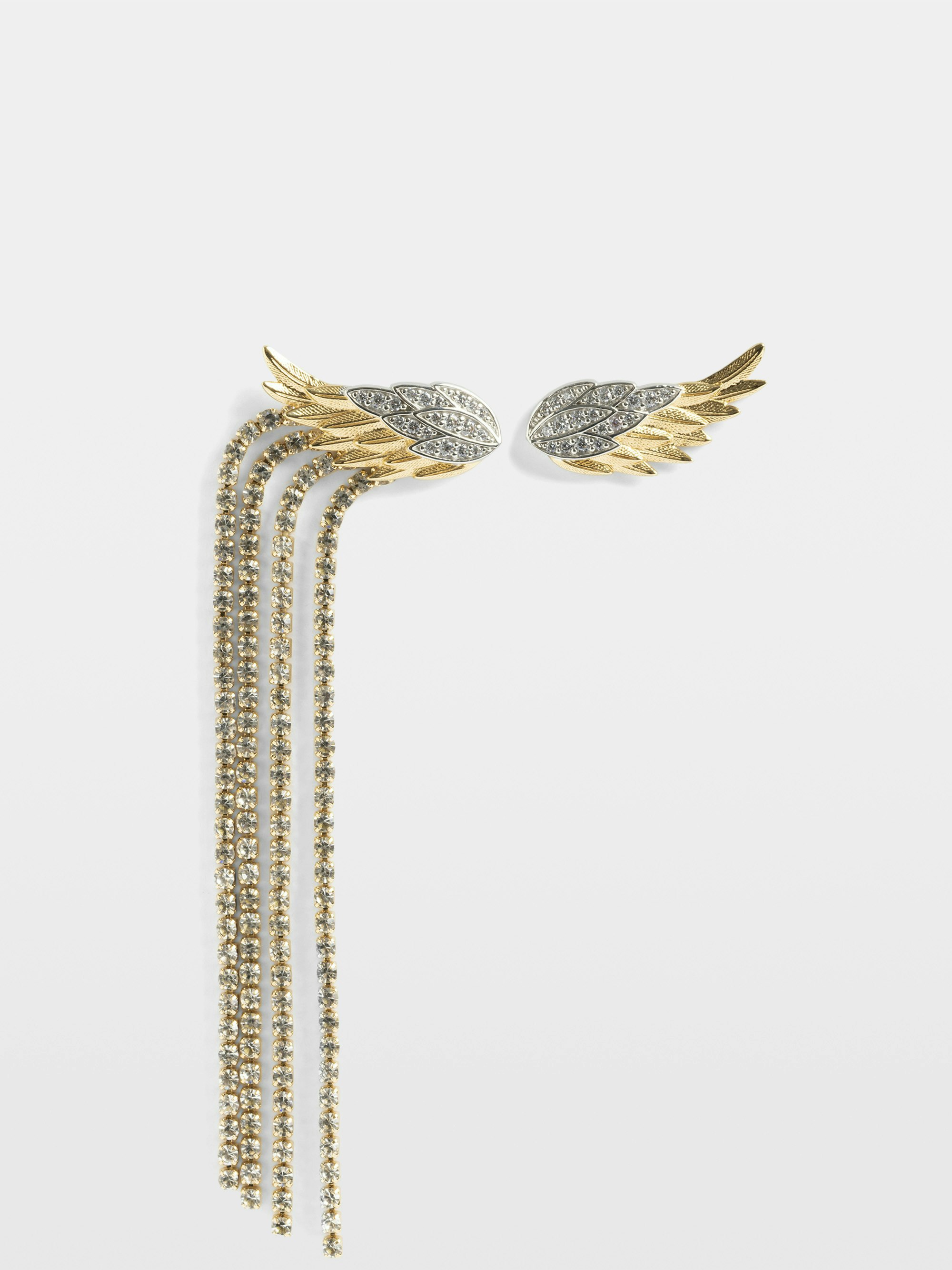 Boucles D'Oreilles Rock Feather Strass