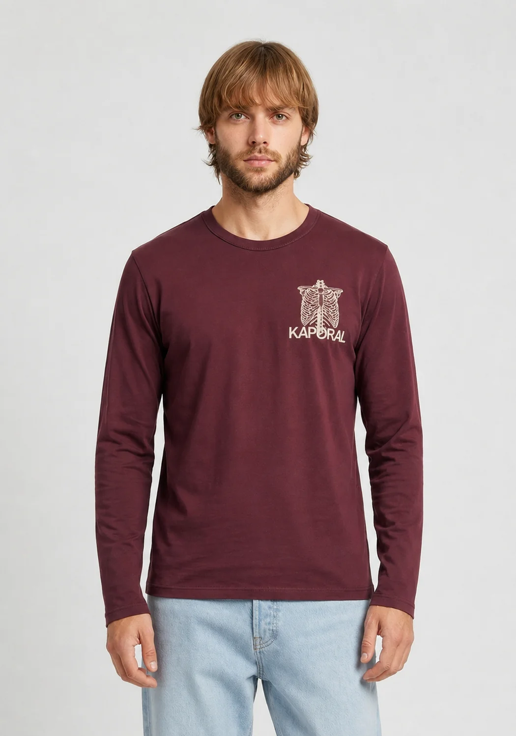 T-shirt à manches longues bordeaux en coton KRAKOW