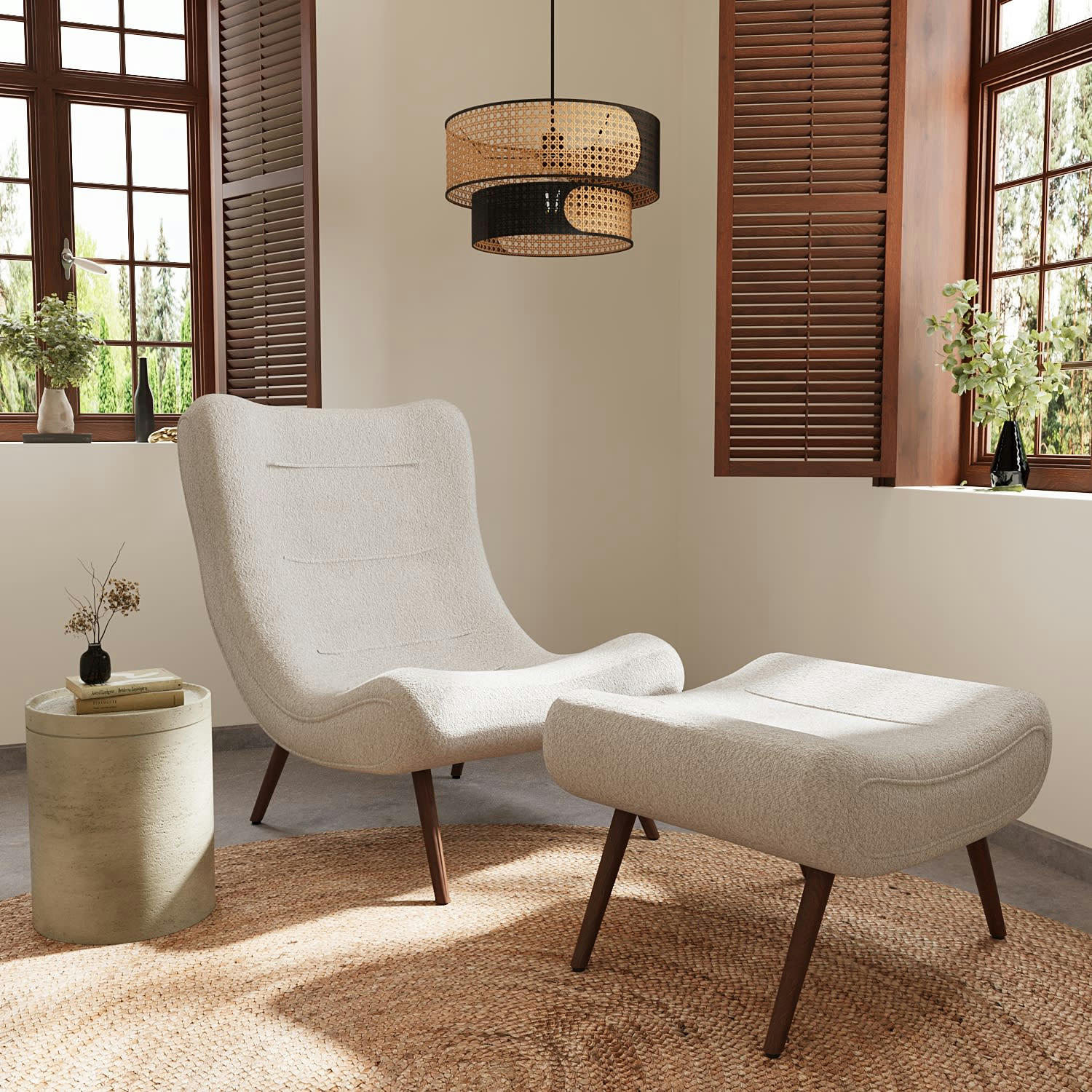 CITRON - Table d'appoint cylindrique moderne en ciment