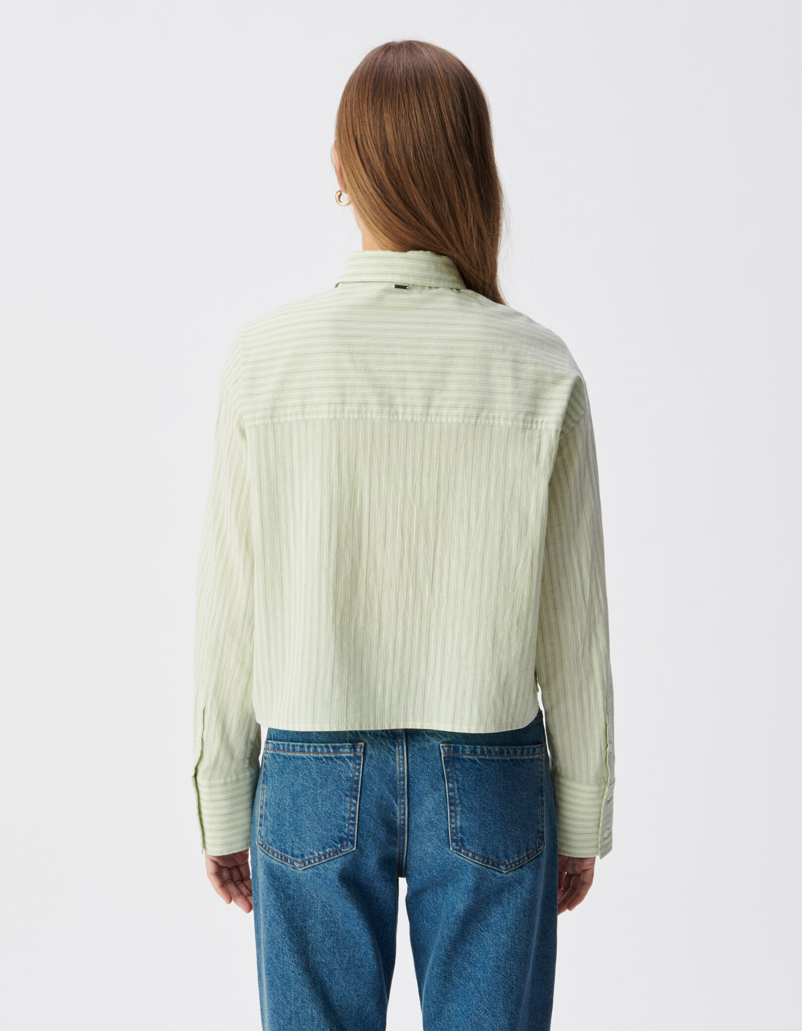 Chemise verte à rayures avec cravate Femme