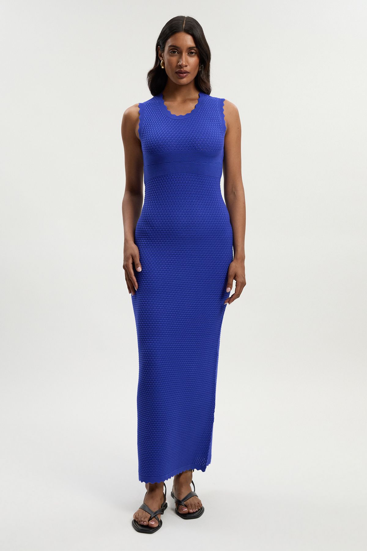KarenMillen Textured Stitch Wrap Back Knitted Maxi Dress