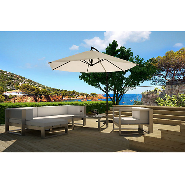 Parasol ecru déporté rond 3 x 3 m degrés PORTICCIO