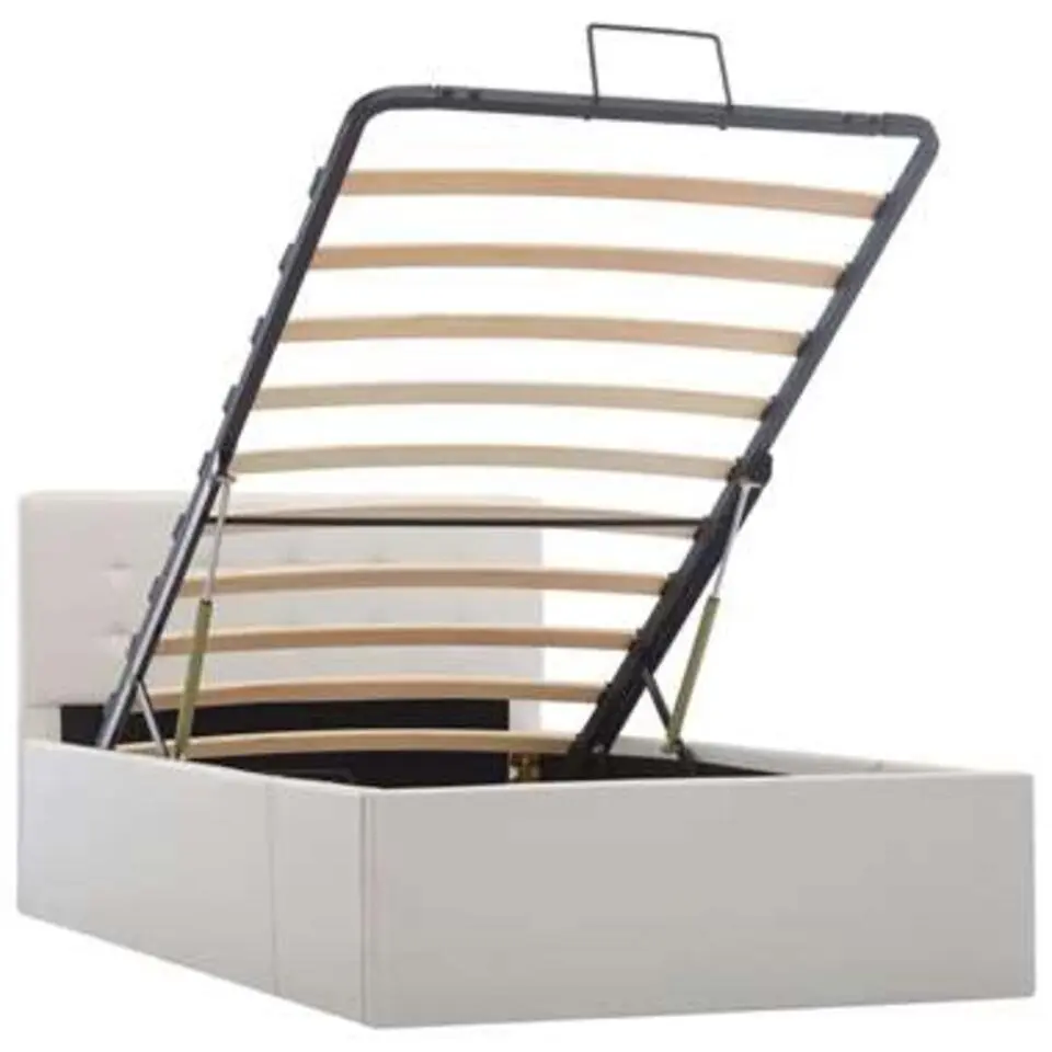 vidaXL - Bed met opbergruimte - Hydraulisch - Wit - Kunstleer - 90x200 cm