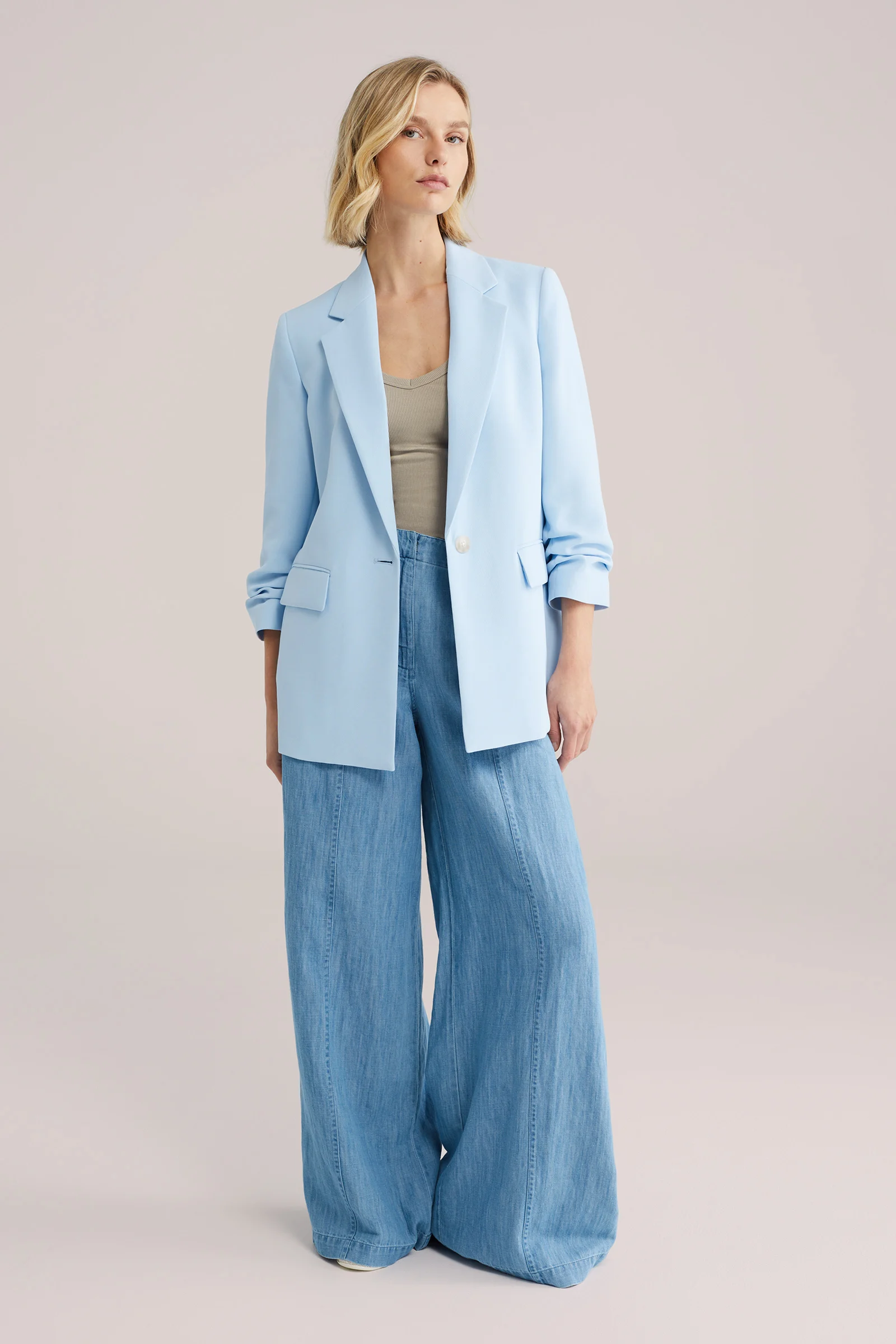 Dames regular fit blazer met rimpeleffect