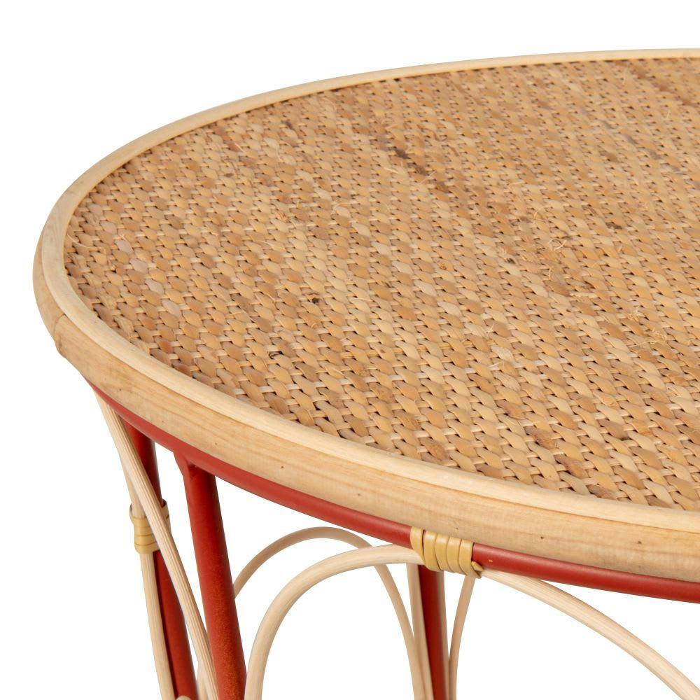 NINOPO - Bout de canapé en métal et rotin