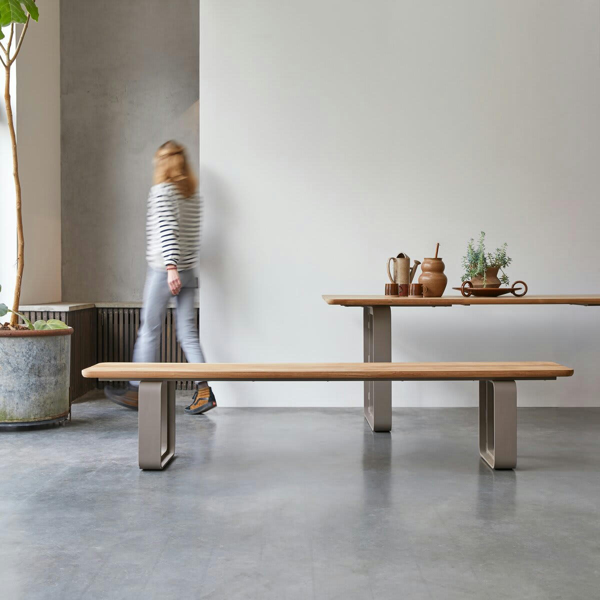 HARPER - Banc en teck massif et aluminium