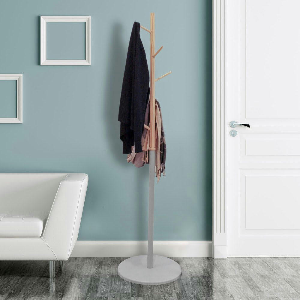 MIKO - Porte manteaux en bois gris H180cm