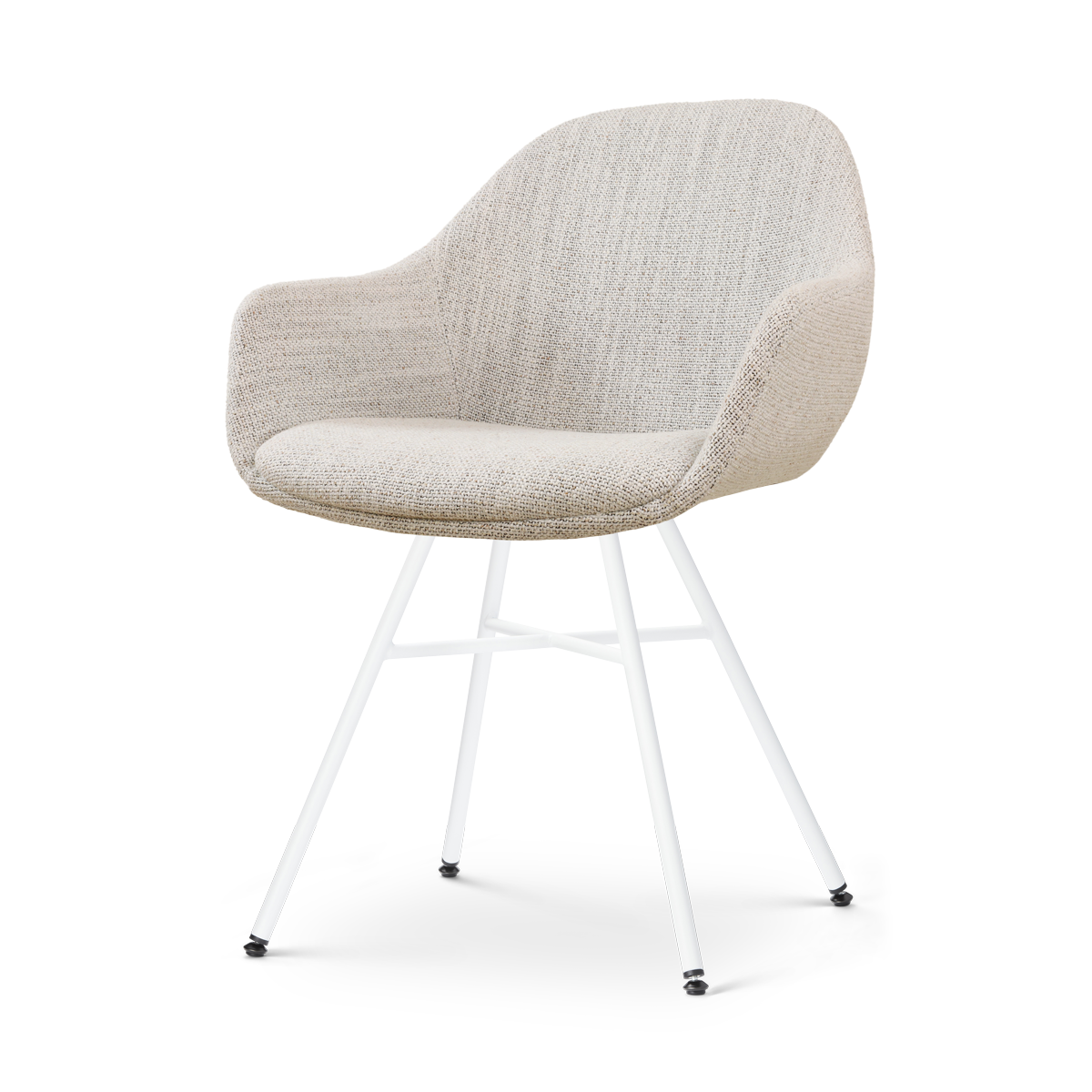 Nolon Noa-Mae Eetkamerstoel Beige Gemêleerd - Armleuning - Witte Poten