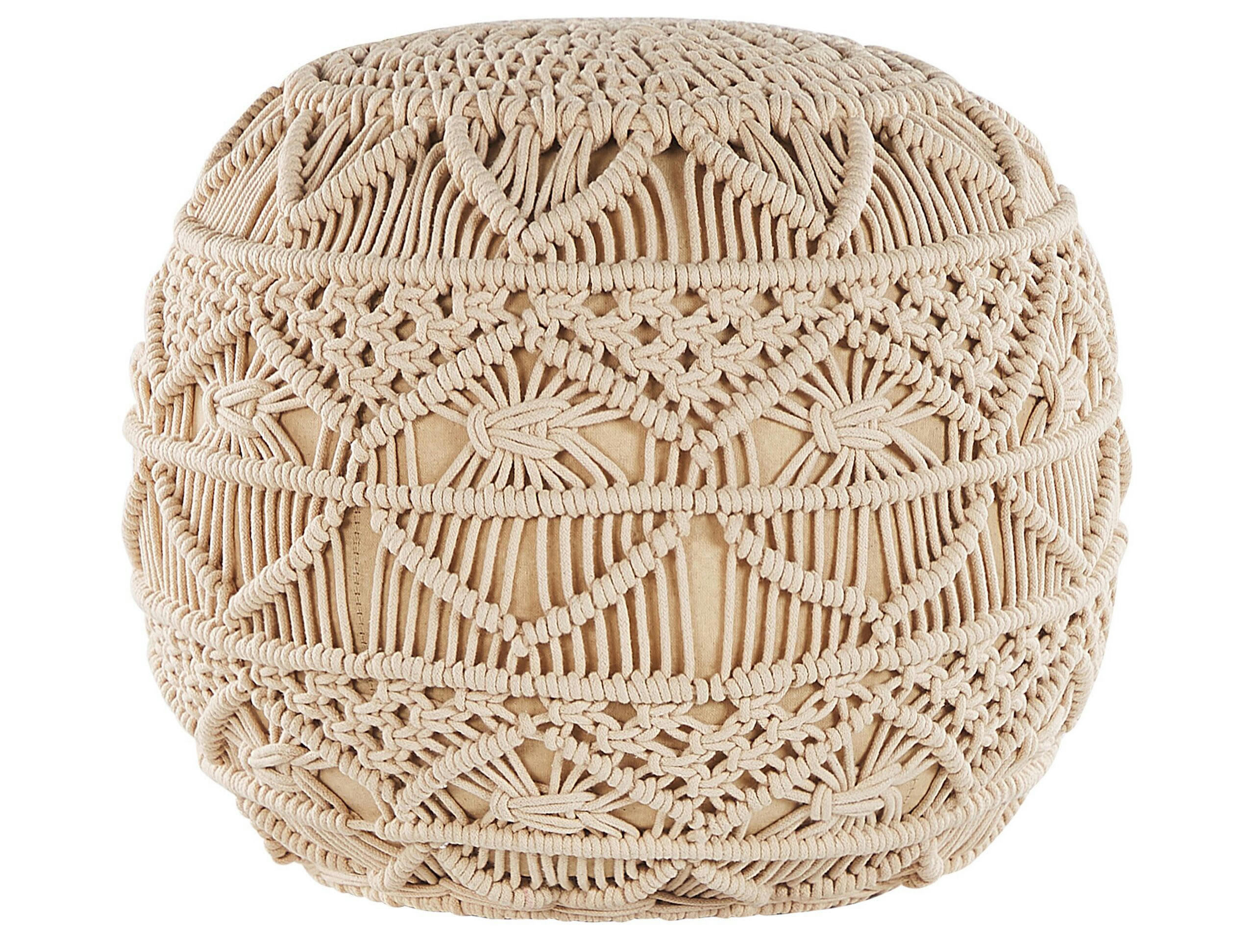 KAYSERI - Pouf en coton beige ⌀ 40 cm