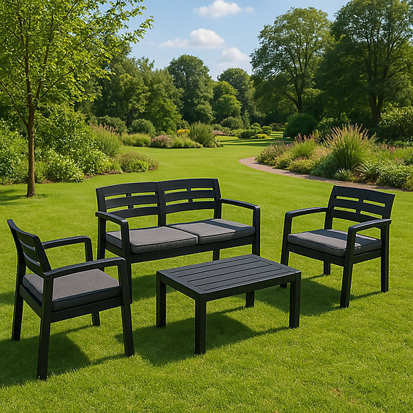 Gris dmora polypropylene 4 personnes 6 pieces 58 x 121 x 74 Ensembles canapes. fauteuils et tables de jardin