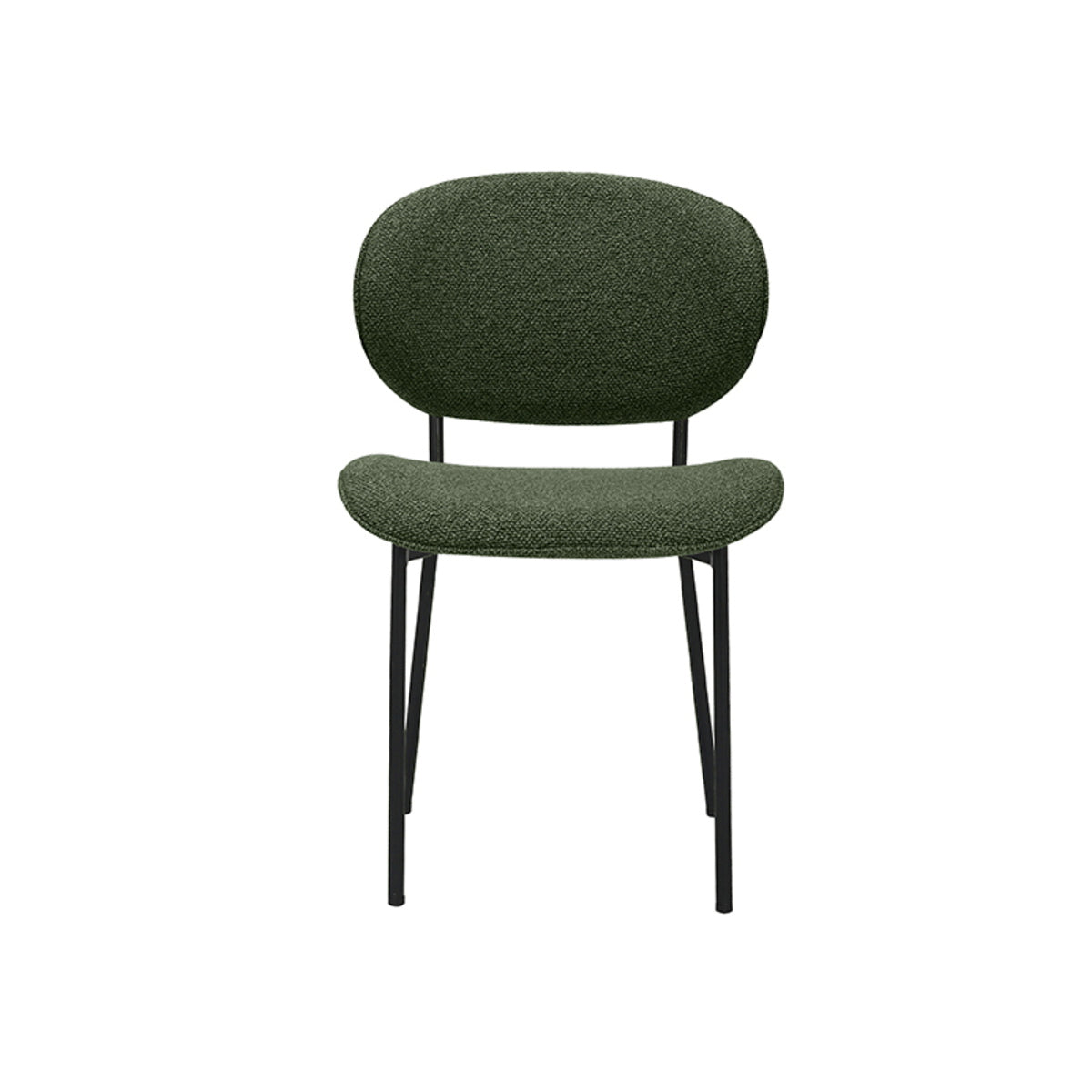 LABEL51 Eetkamerstoel Senn - Donkergroen/Zwart Bouclé - Set van 2