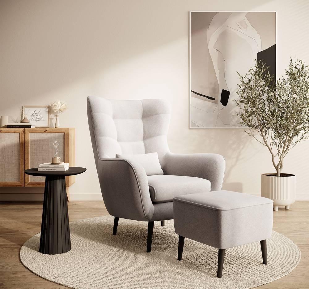 Fauteuil met hocker Verdiro velvet
