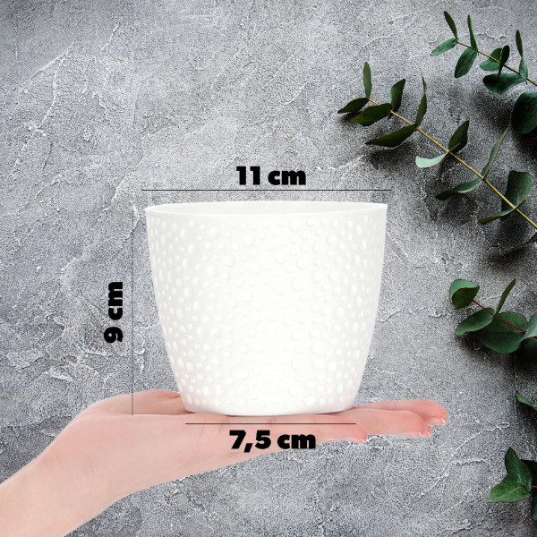 Doniczka Osłonka Okrągła Na Kwiaty Biała 11cm
