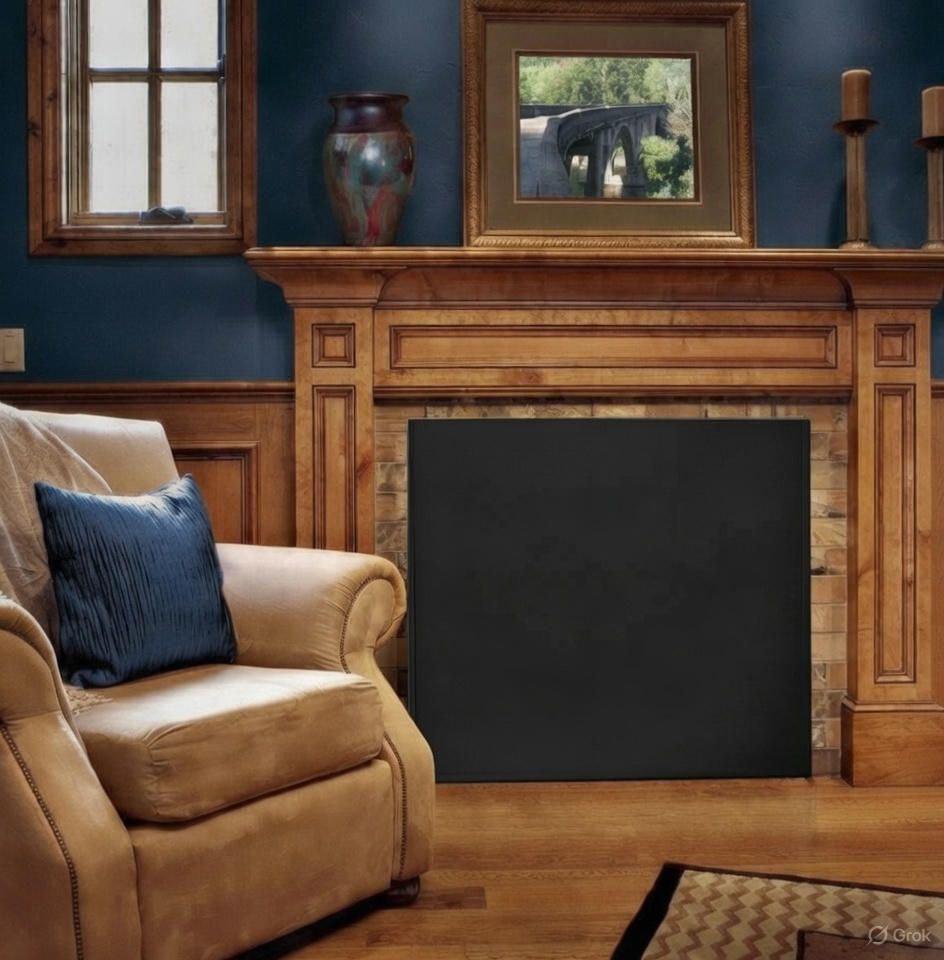CUSTOM Magnet Fireplace Screen, Fireplace Fabric Cover With Slimtex Insulation