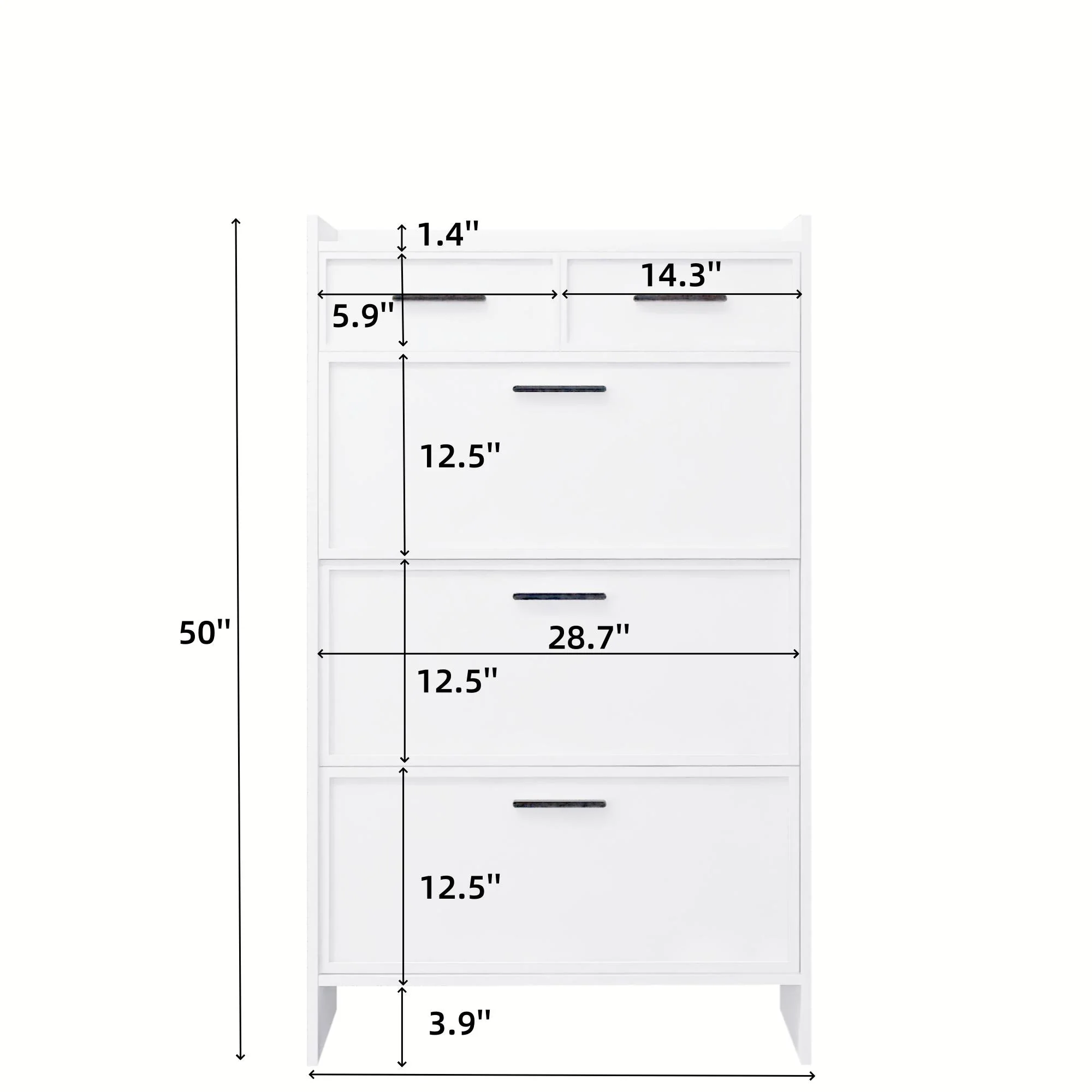 3-Door Shoe Cabinet With Drawers and Open Space