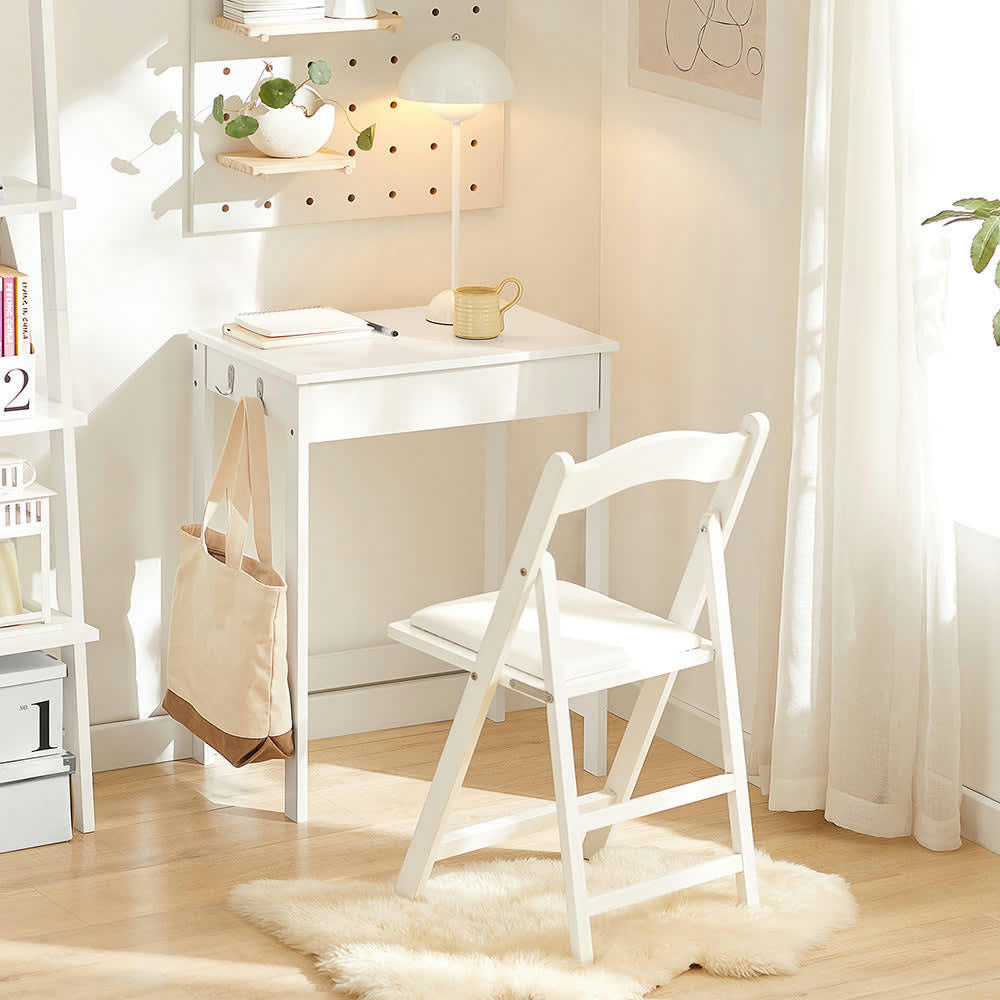 - Bureau 1 tiroir 2 crochets effet bois blanc