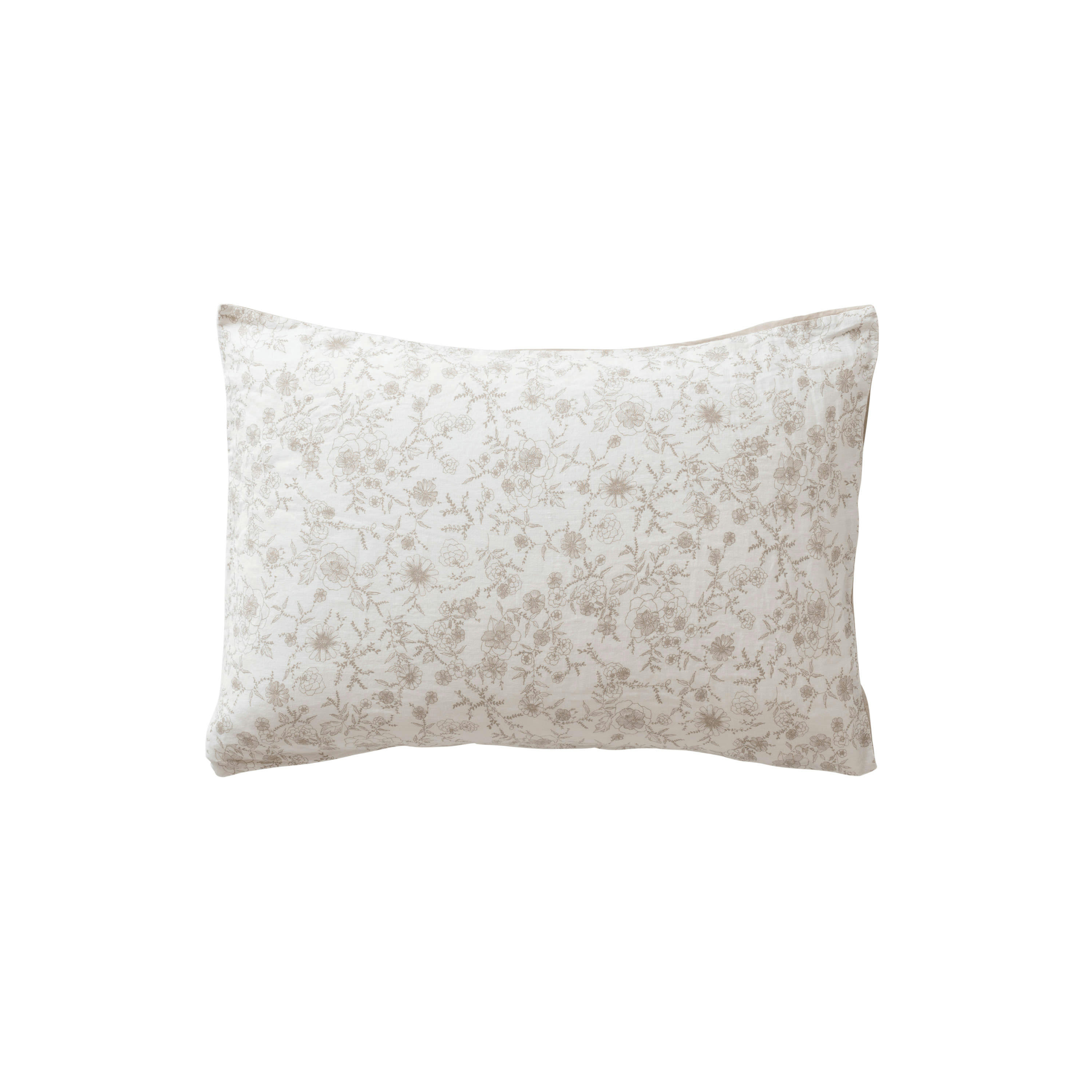 SONGE - Taie d'oreiller rectangulaire Grege Floral uni beige 50 x 70 cm