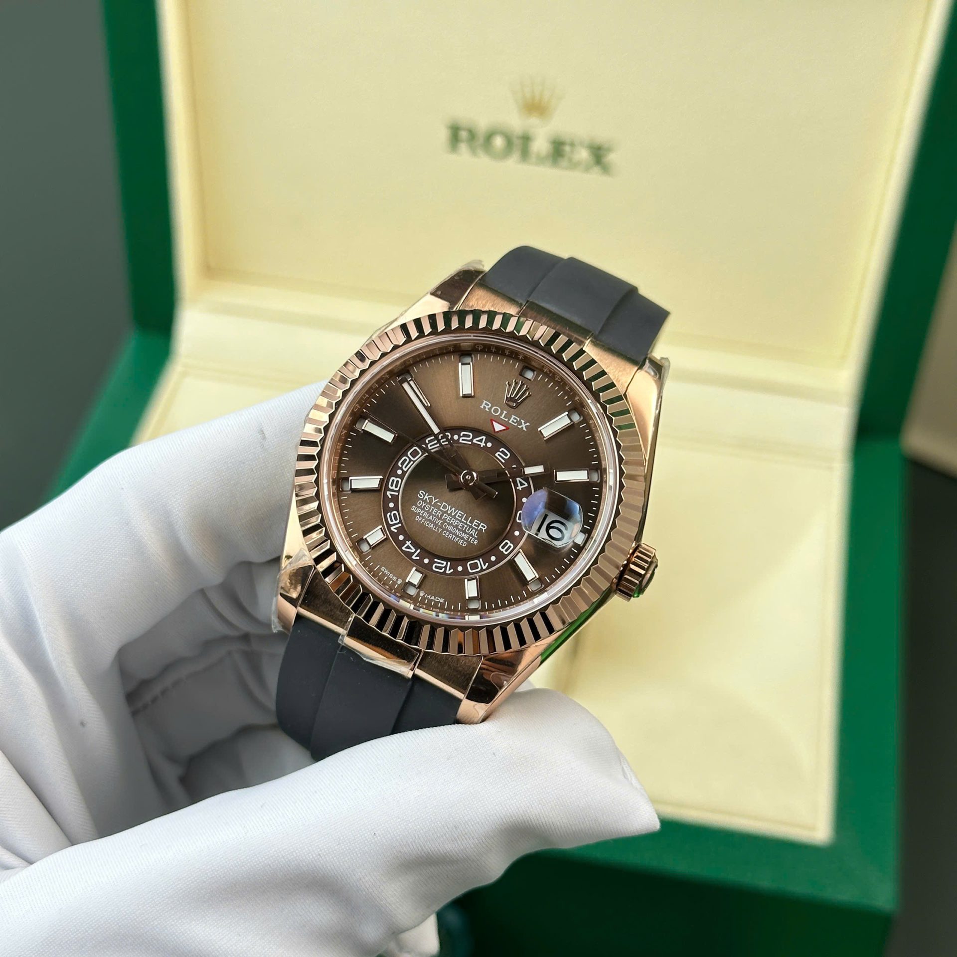 Rolex Sky-Dweller 336235 RG Plated Chocolate Dial 42mm Oysterflex Super Clone