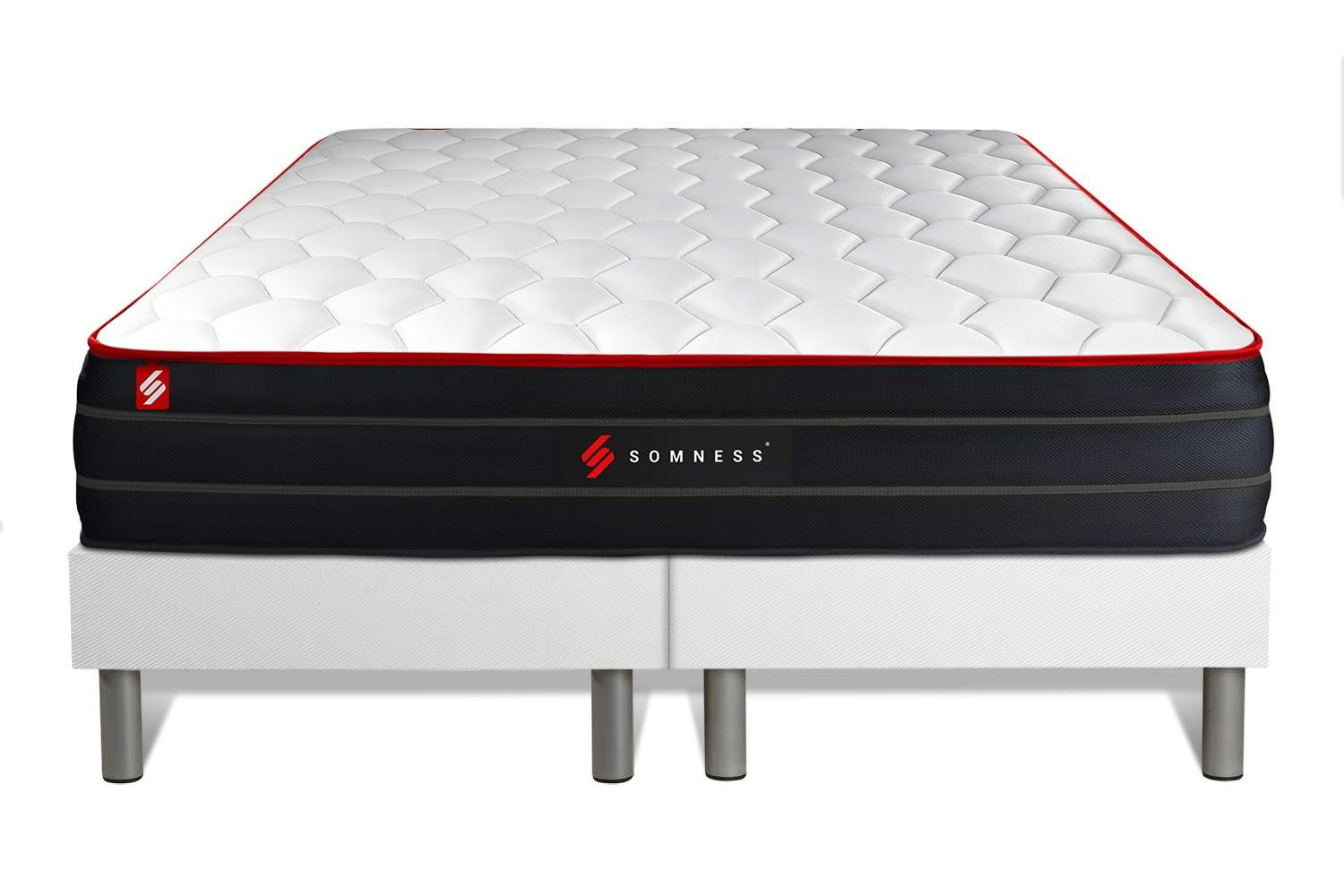 BOOST - Ensemble 160x200 Ressorts et mémoire de forme sommier Blanc