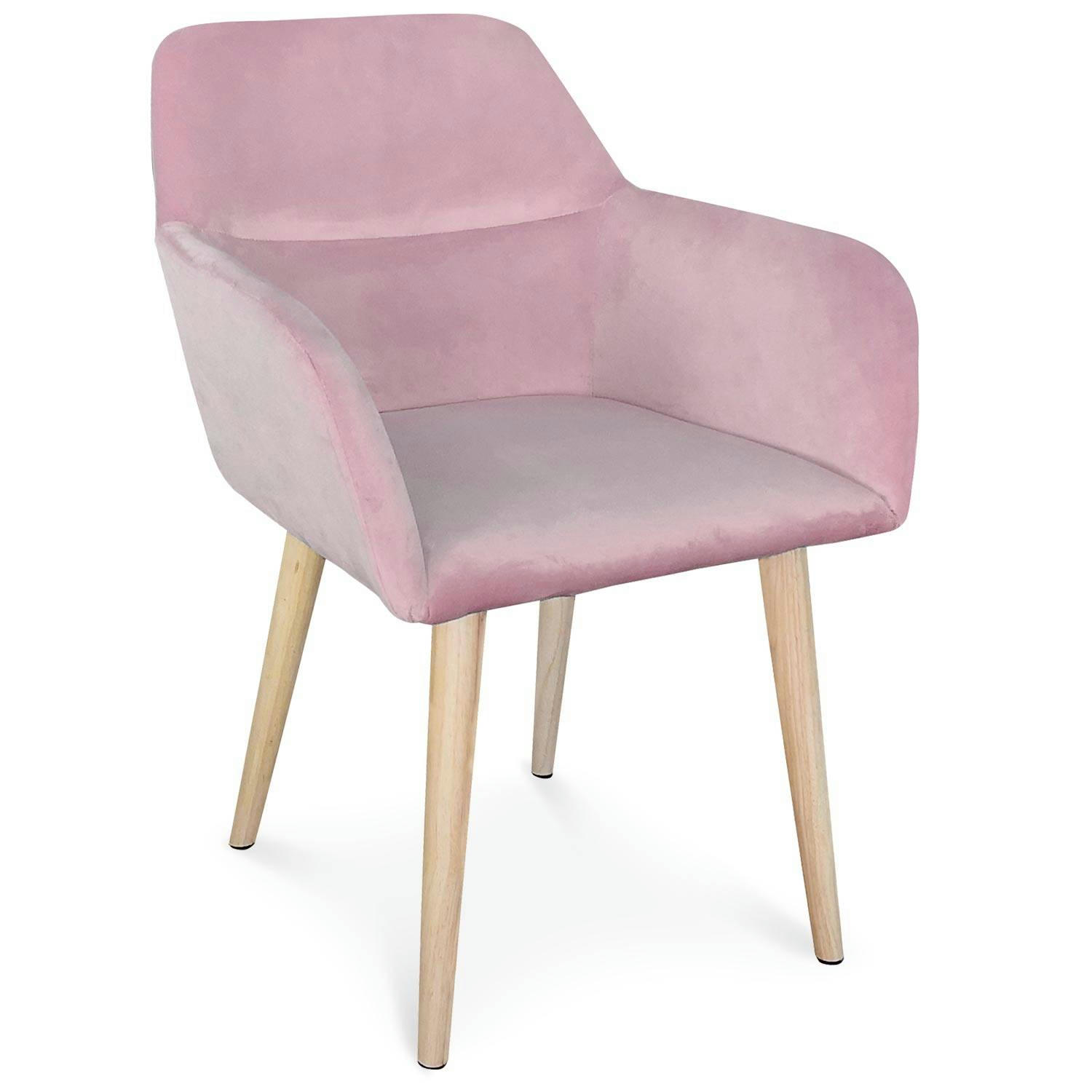 FRAYDO - Fauteuil scandinave velours rose